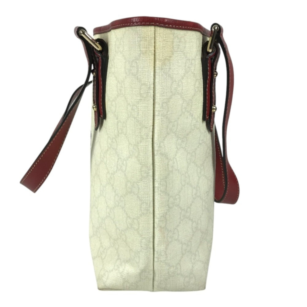 Gucci Red Color White Gg Supreme Leather Shoulder Bag Tote Bag (Pre-Owned)