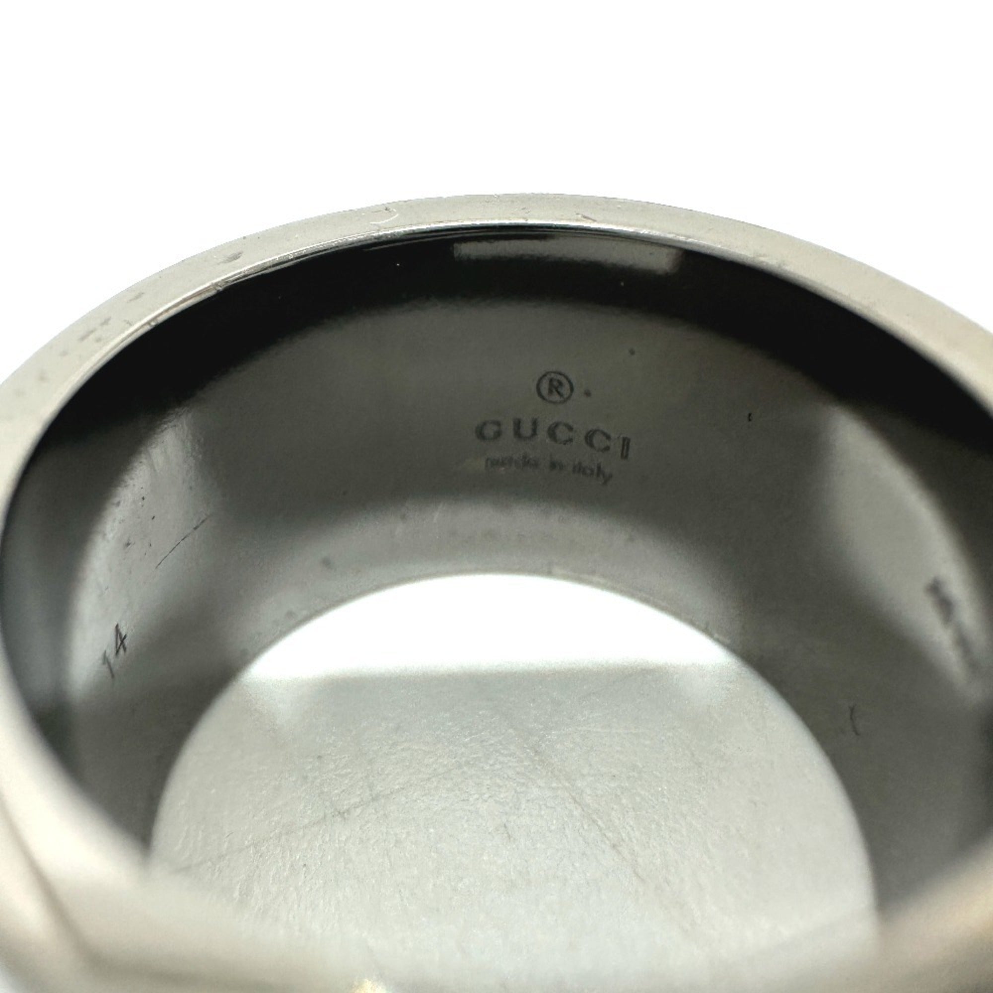 Gucci Silver Black Metal Band Ring (Pre-Owned)