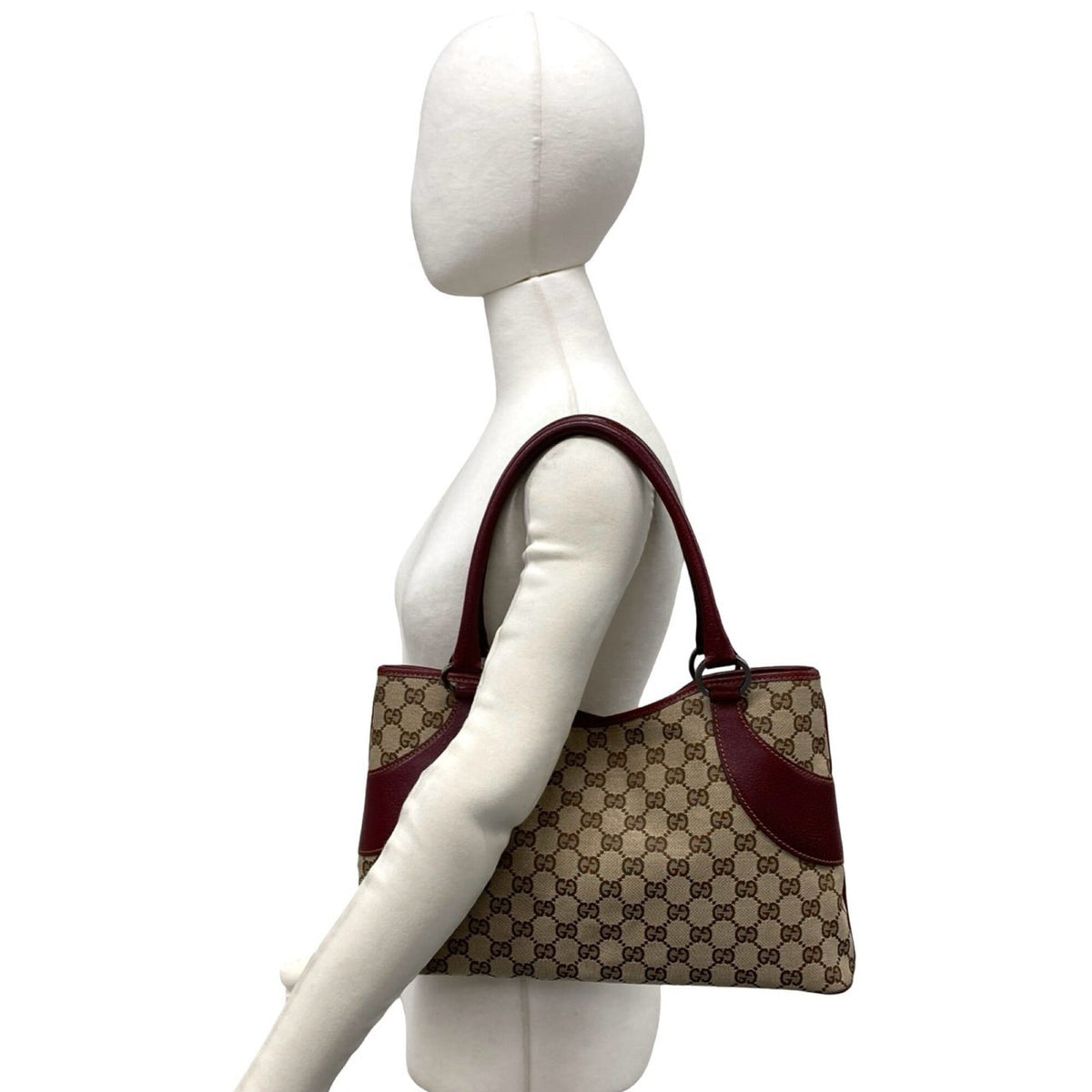 Gucci Brown Canvas Leather Handbag Shoulder Bag Tote Bag (Pre-Owned)