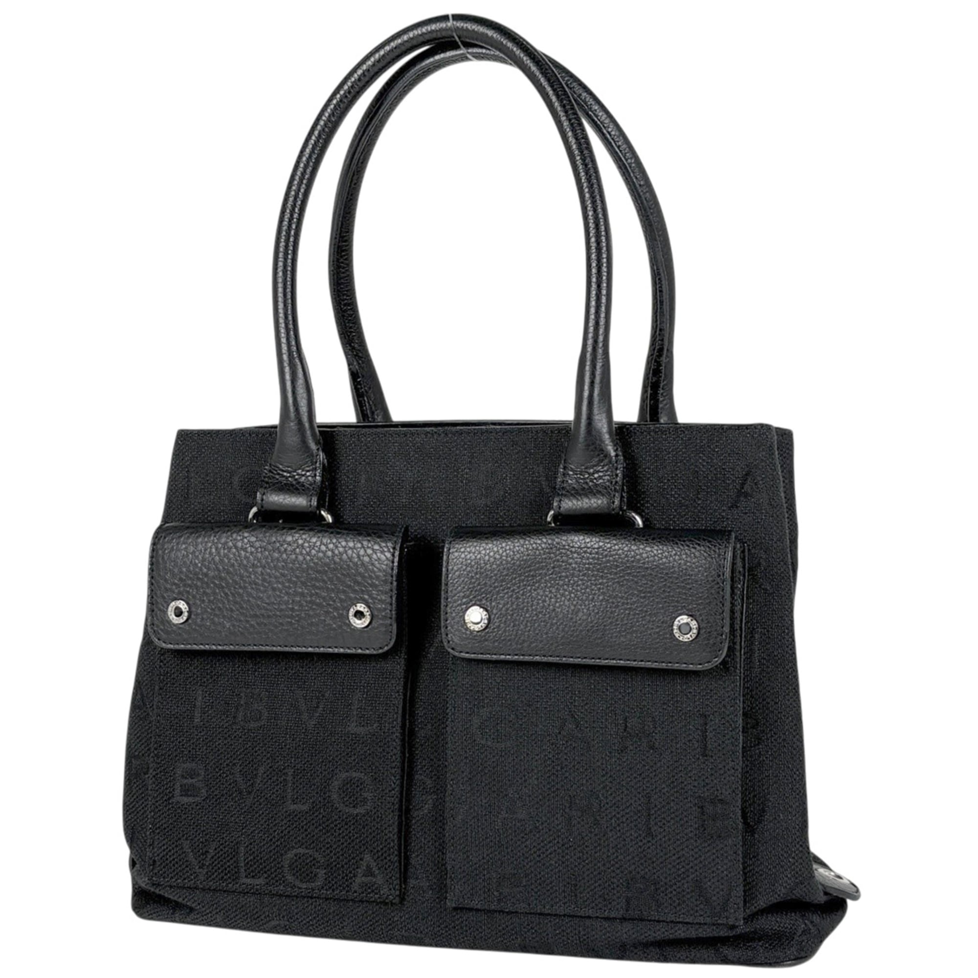 Bvlgari Black Canvas Leather Tote Bag (Pre-Owned)
