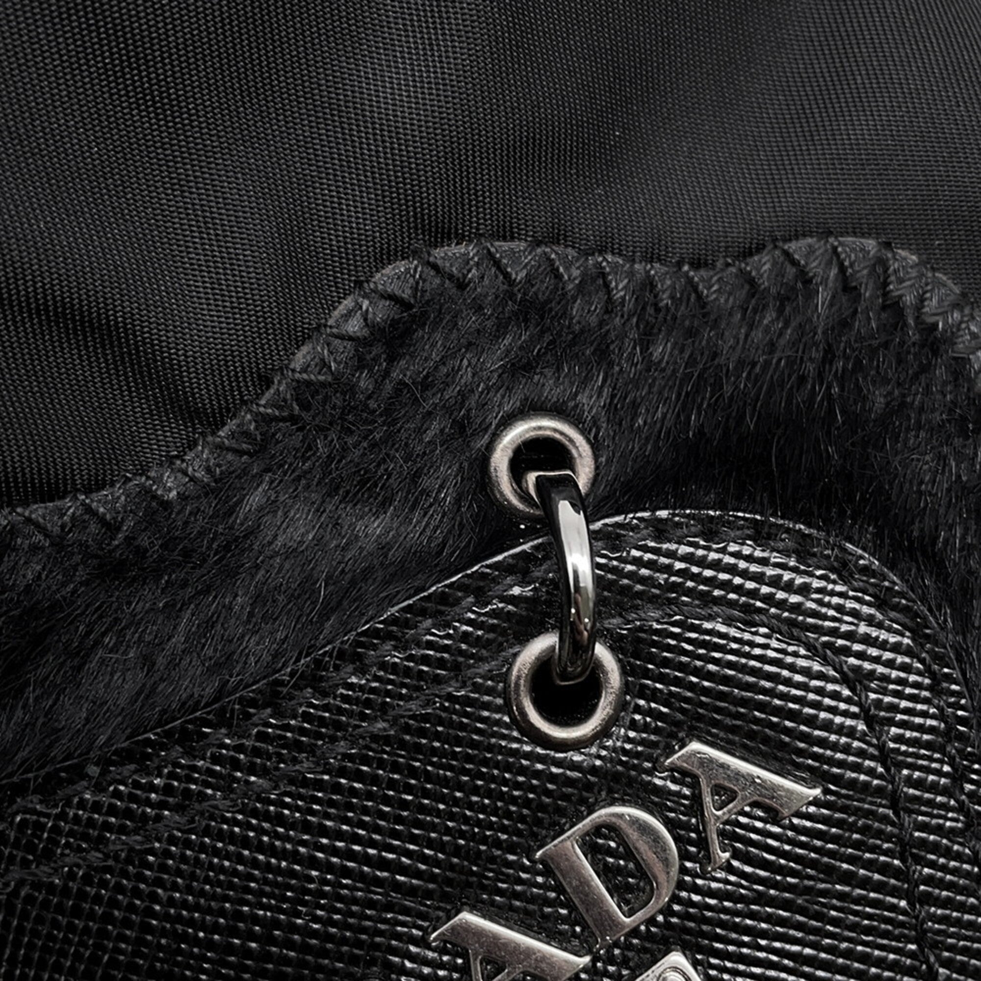 Prada Black Nylon Metal Handbag Shoulder Bag (Pre-Owned)