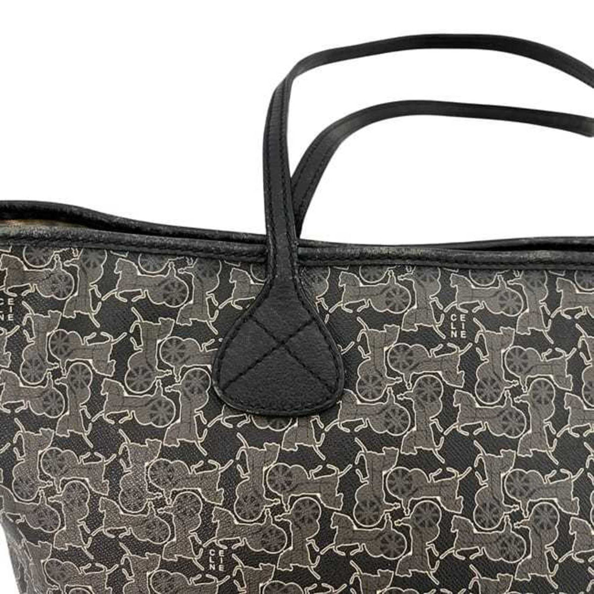 Celine Black Gray Pvc Leather Tote Bag (Pre-Owned)