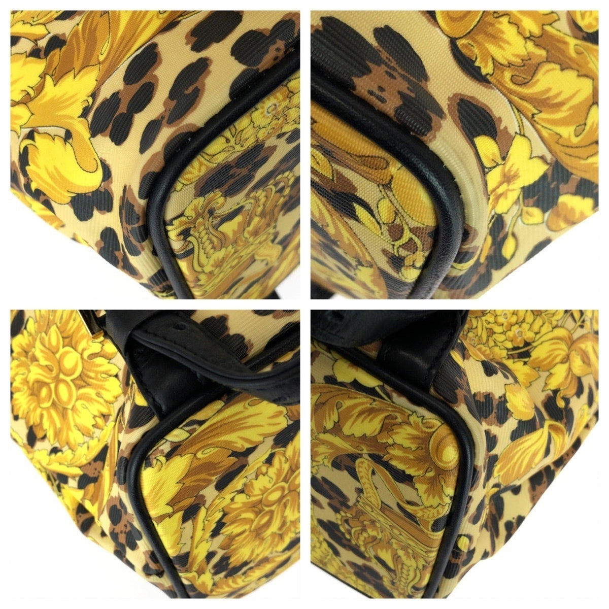 Versace Black Yellow Pvc Leather Backpack (Pre-Owned)