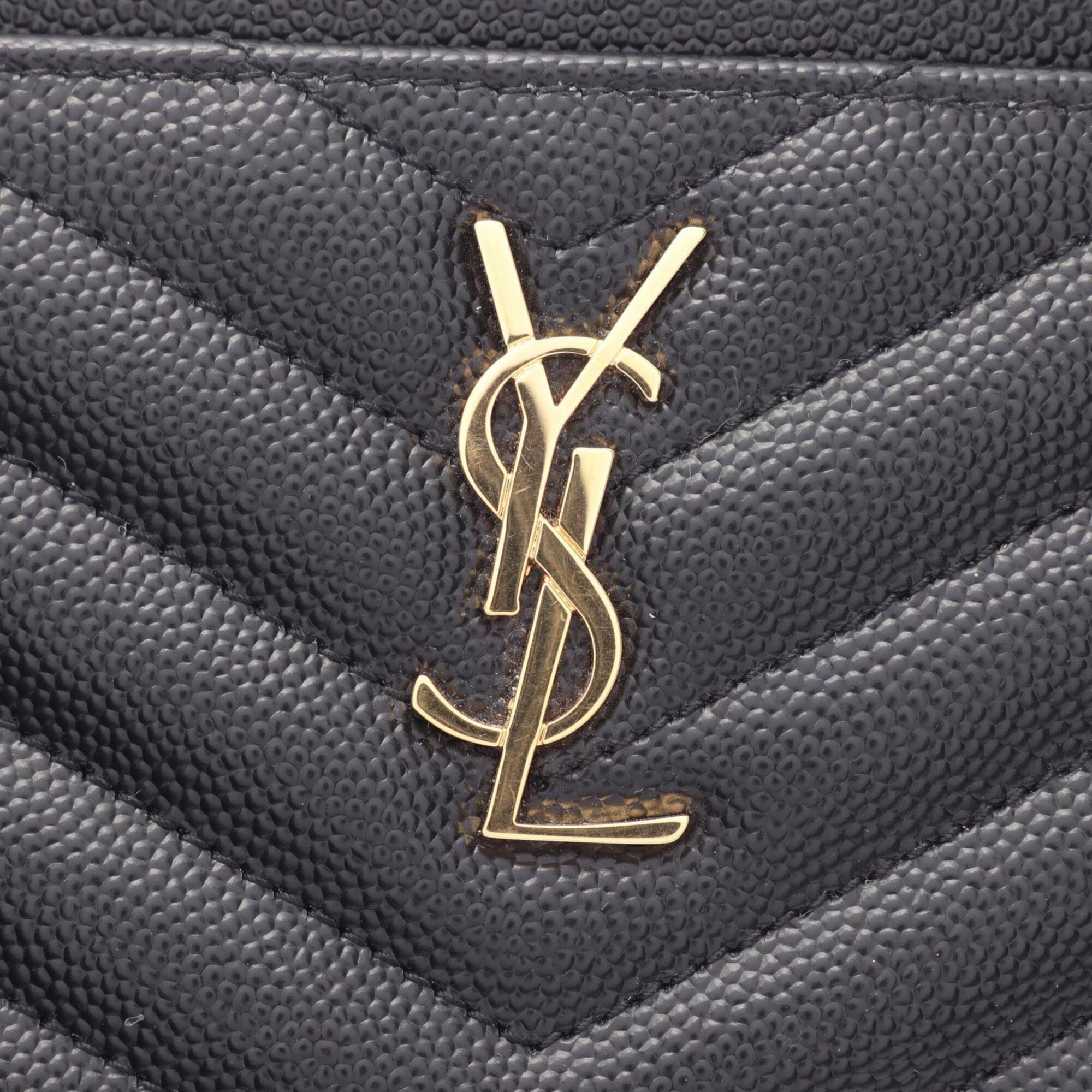 Saint Laurent Black Leather Handbag Pouch (Pre-Owned)