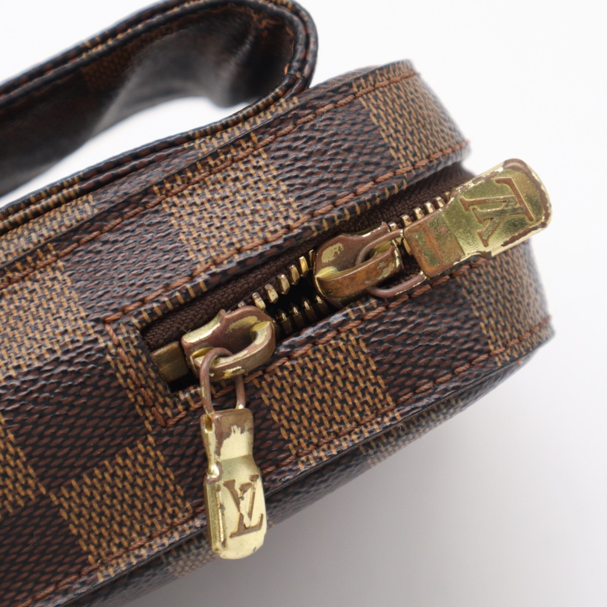 Louis Vuitton Beige Brown Damier Canvas Galle Coated Canvas Leather Shoulder Bag (Pre-Owned)