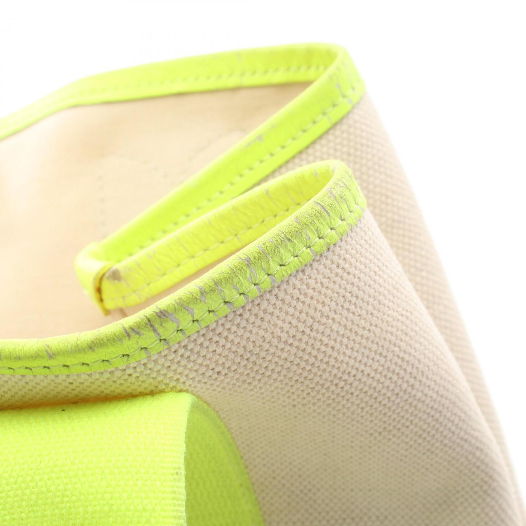 Balenciaga White Yellow Canvas Leather Handbag Pouch Tote Bag (Pre-Owned)