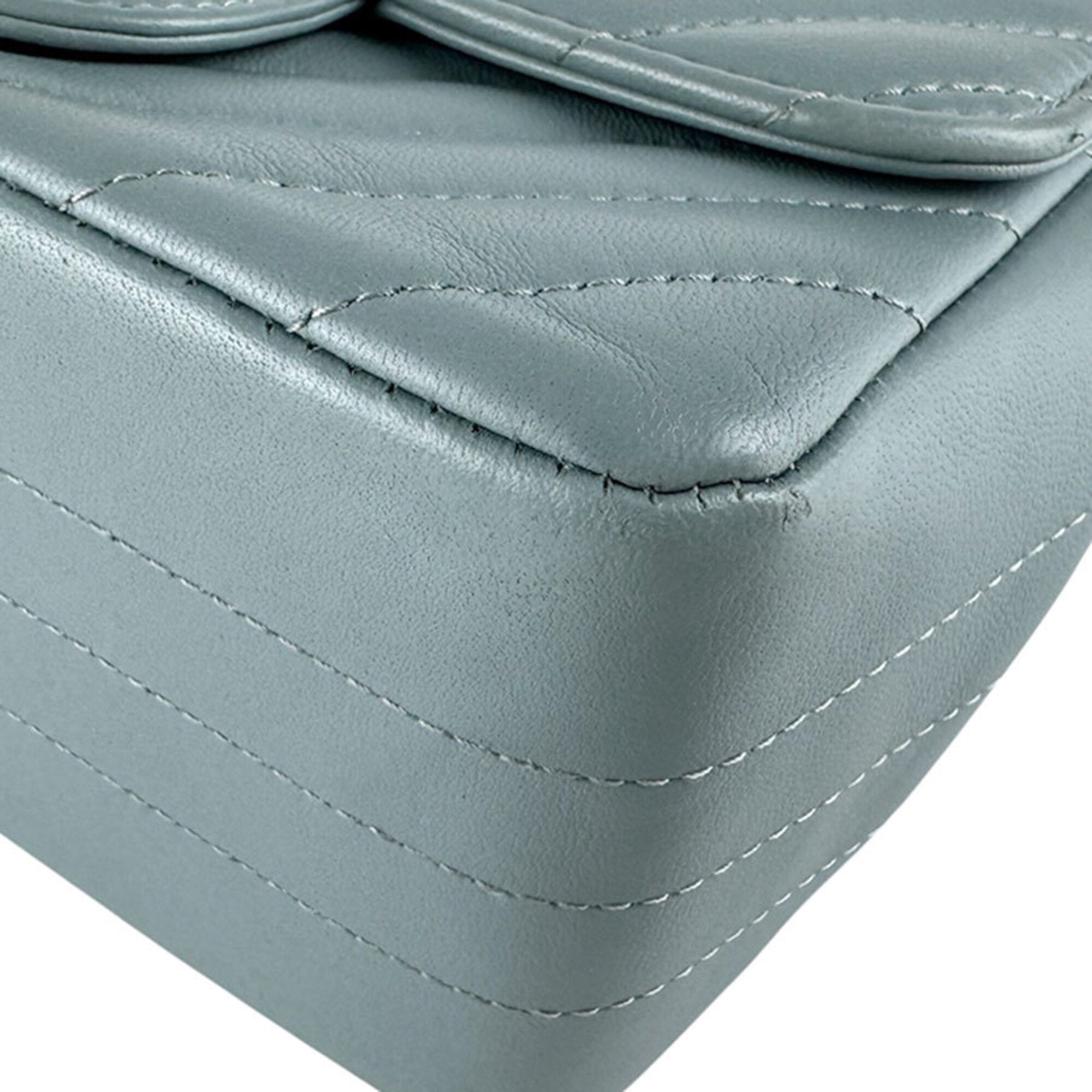 Chanel Blue Gray Leather Shoulder Bag (Pre-Owned)