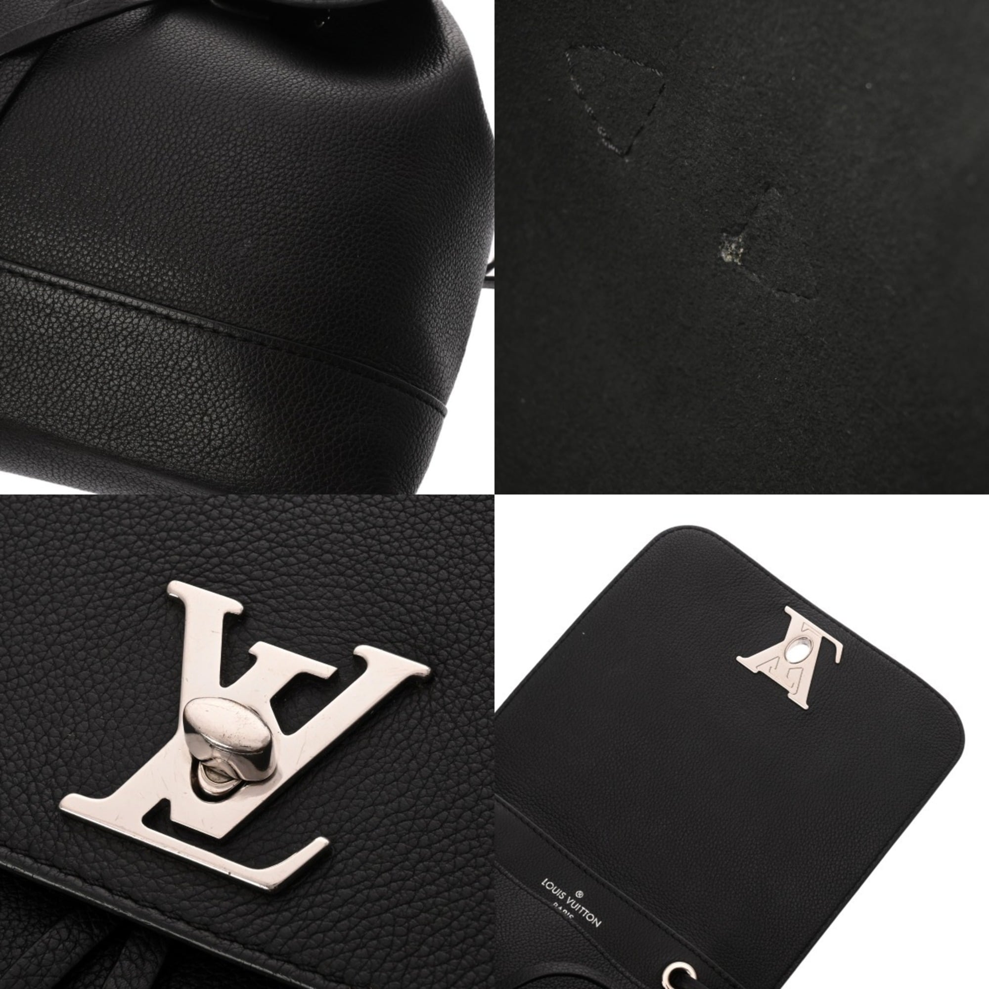 Louis Vuitton Noir Leather Backpack (Pre-Owned)