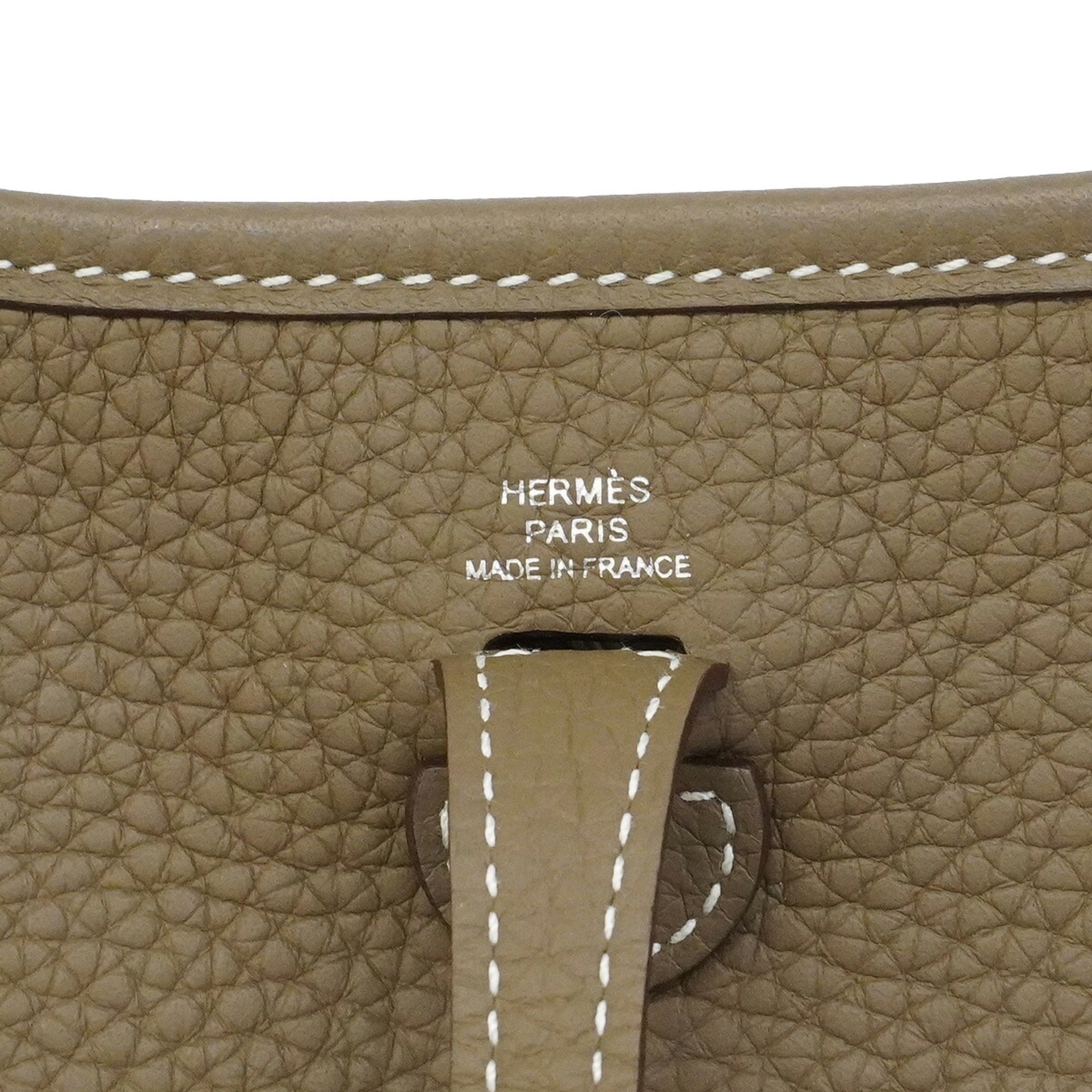Hermes Etoupe Gray Taurillon Clemence Leather Shoulder Bag (Pre-Owned)