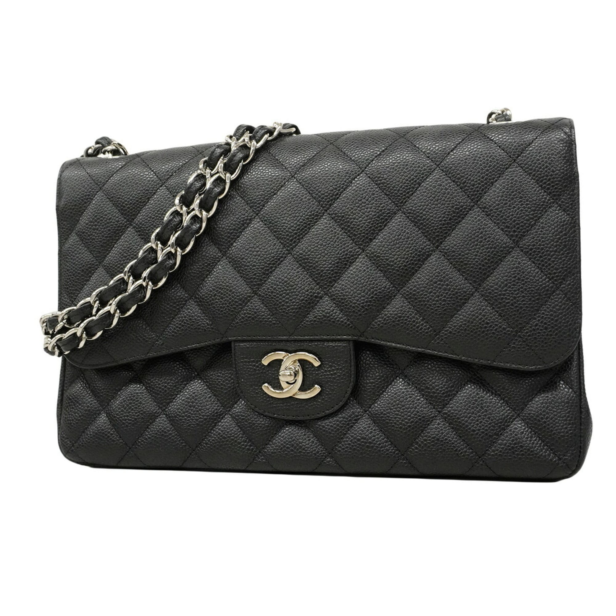 Chanel Black Grained Calfskin Shoulder Bag (Pre-Owned)