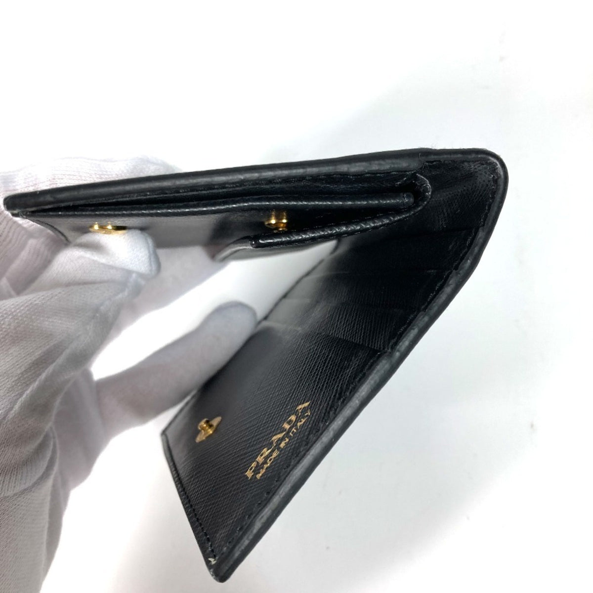 Prada Black White Leather Wallet (Bi-Fold) (Pre-Owned)