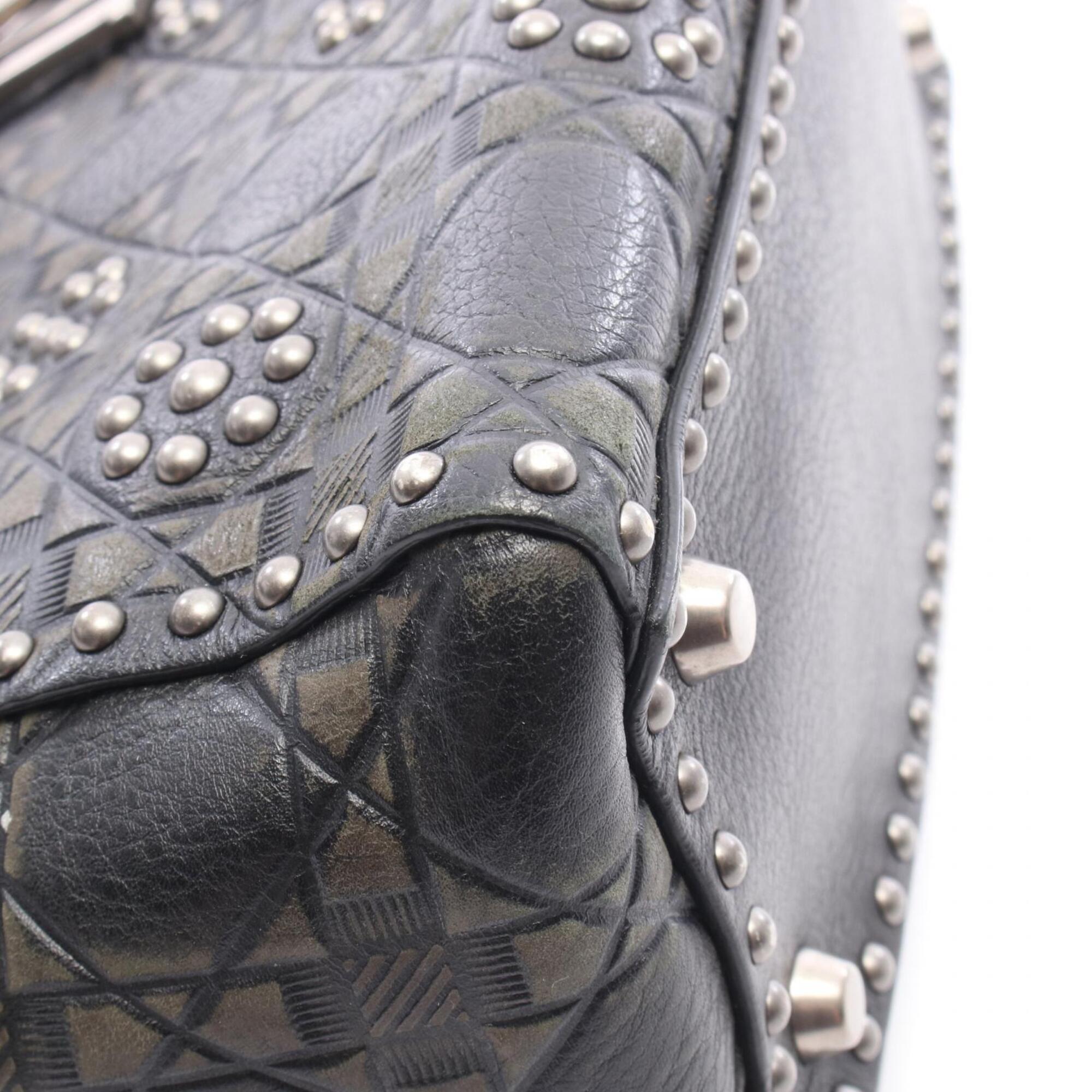 Christian Dior Black Khaki Leather Handbag (Pre-Owned)