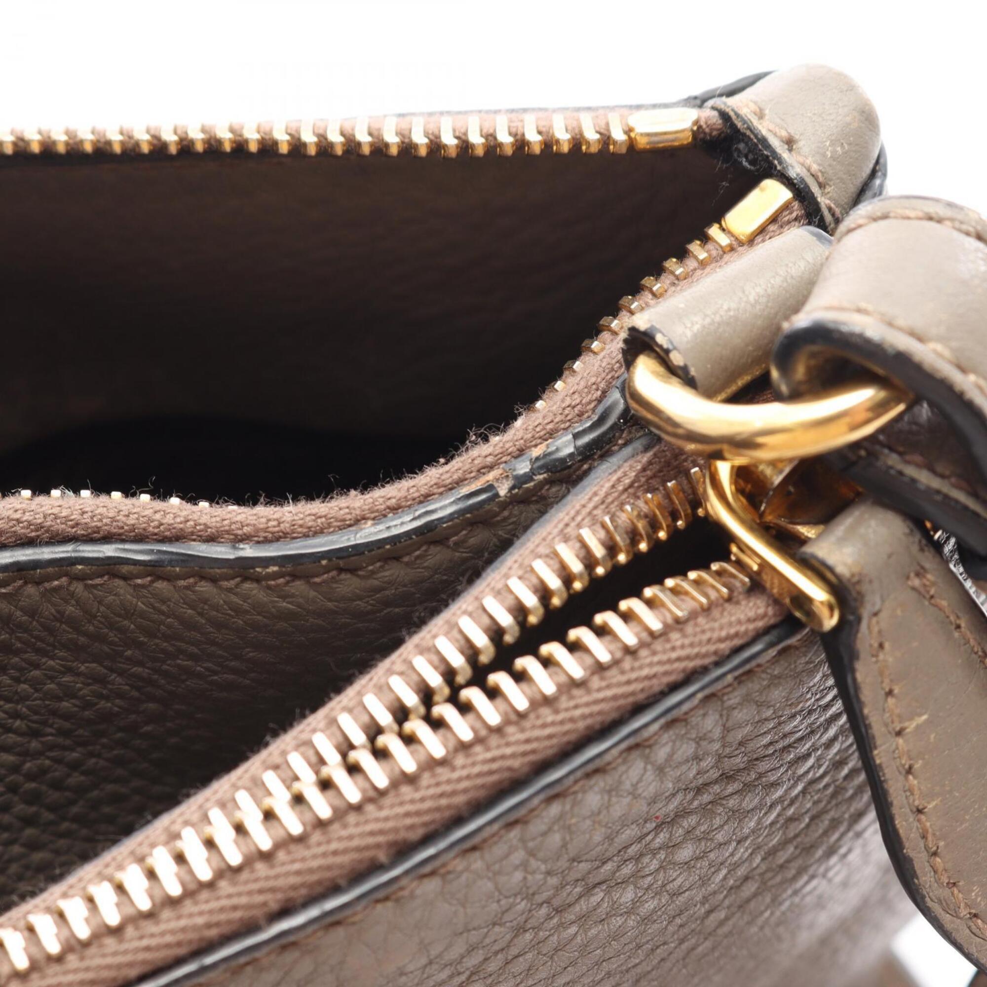 Prada Beige Leather Handbag Shoulder Bag (Pre-Owned)