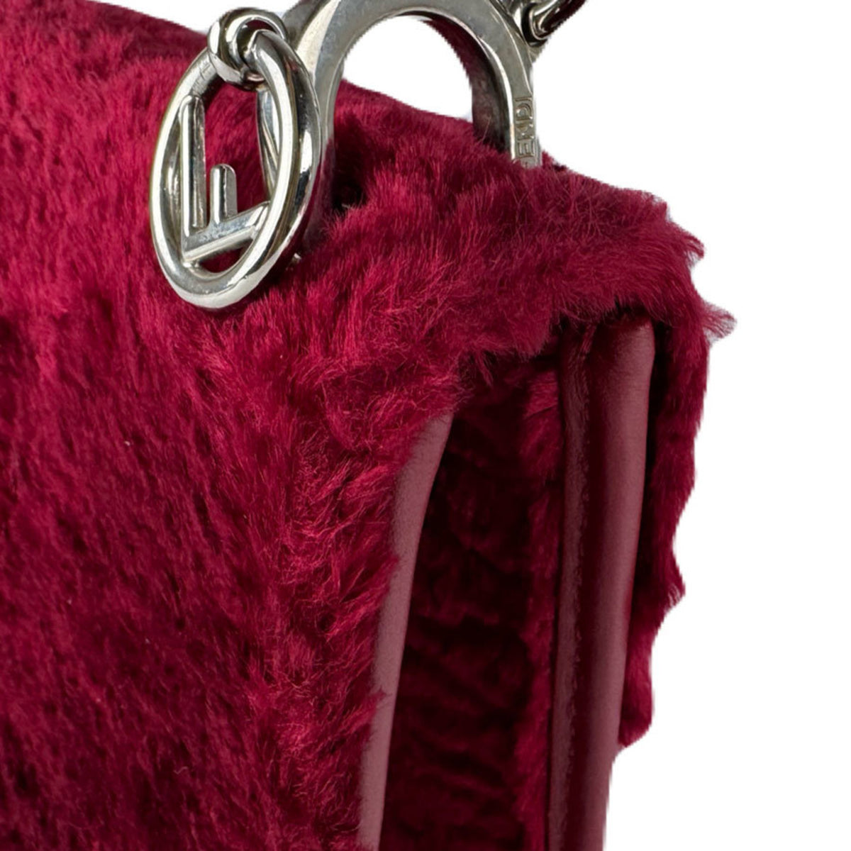 Fendi Red Color Fur Shoulder Bag (Pre-Owned)