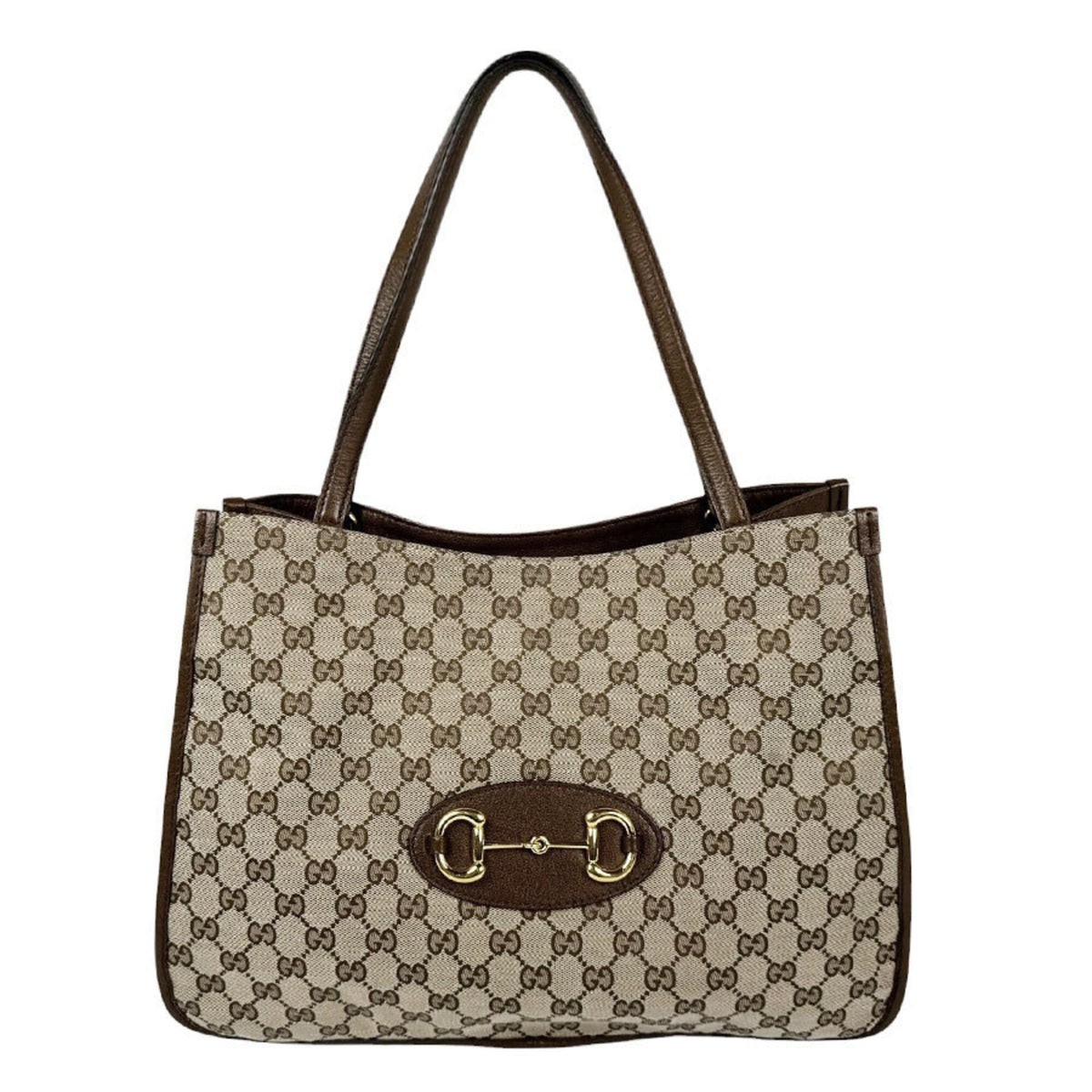 Gucci Brown Gg Canvas Leather Handbag (Pre-Owned)