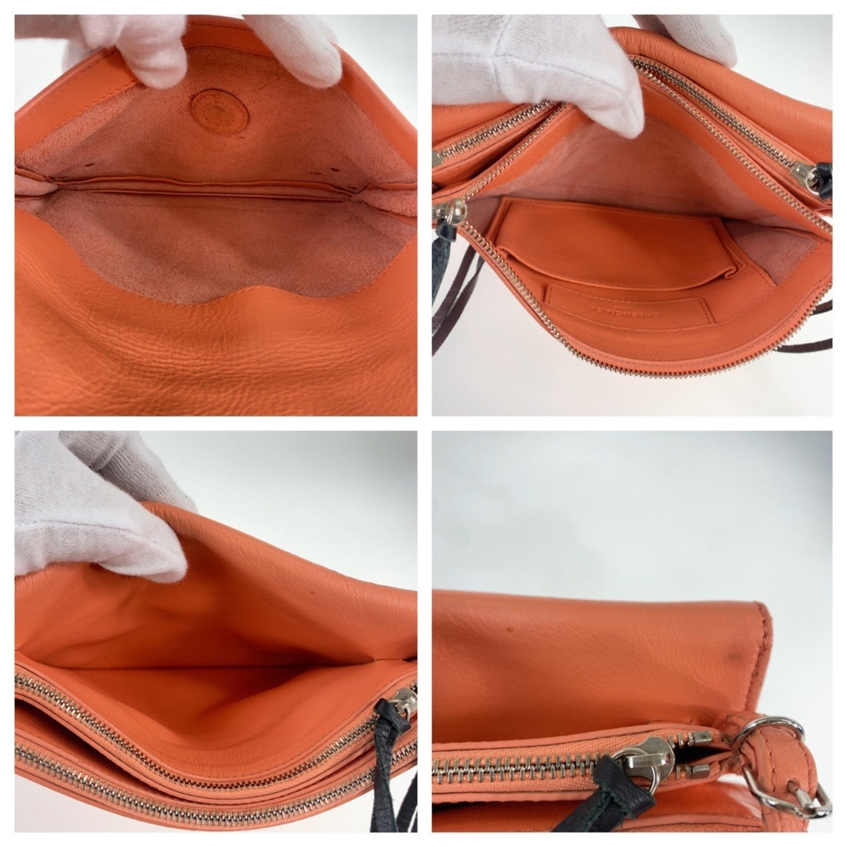 Balenciaga Pink Pink Orange Leather Pochette Shoulder Bag (Pre-Owned)