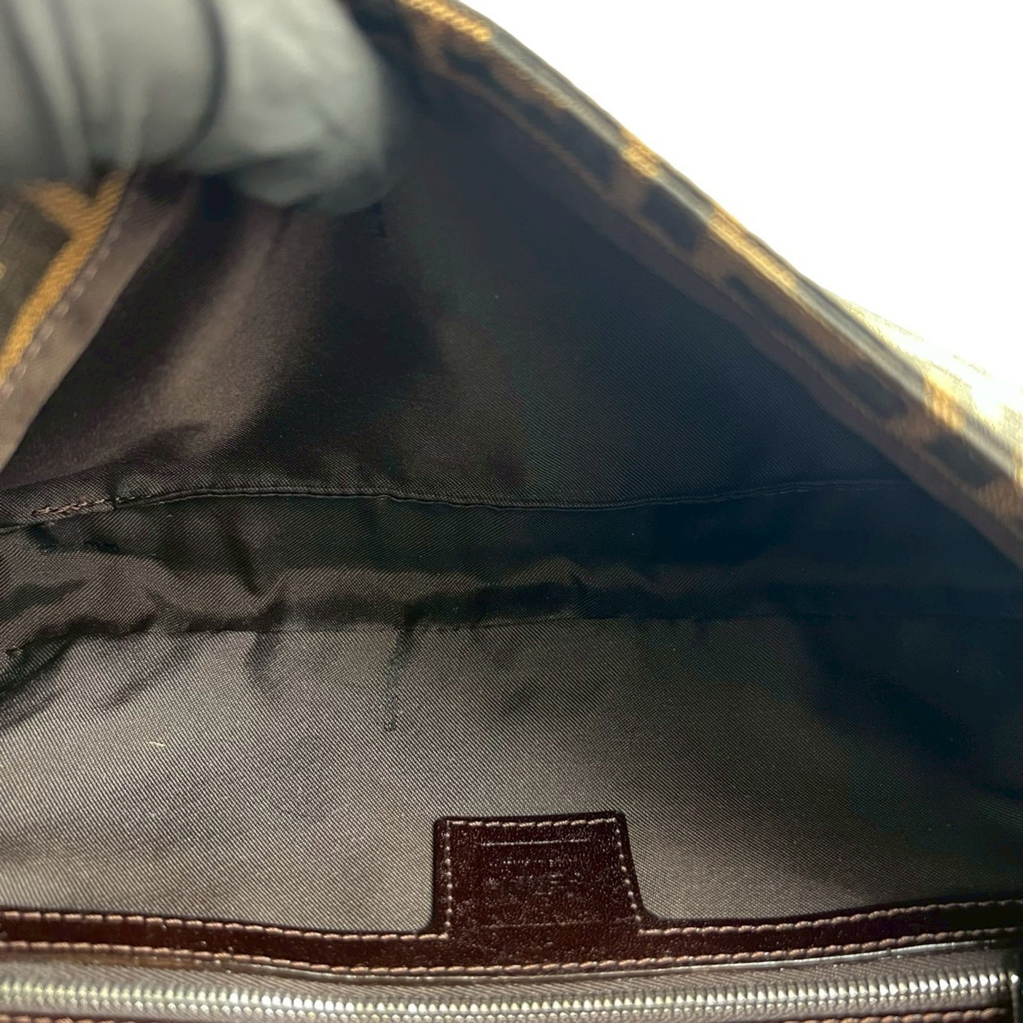 Fendi Black Brown Canvas Leather Handbag Shoulder Bag (Pre-Owned)