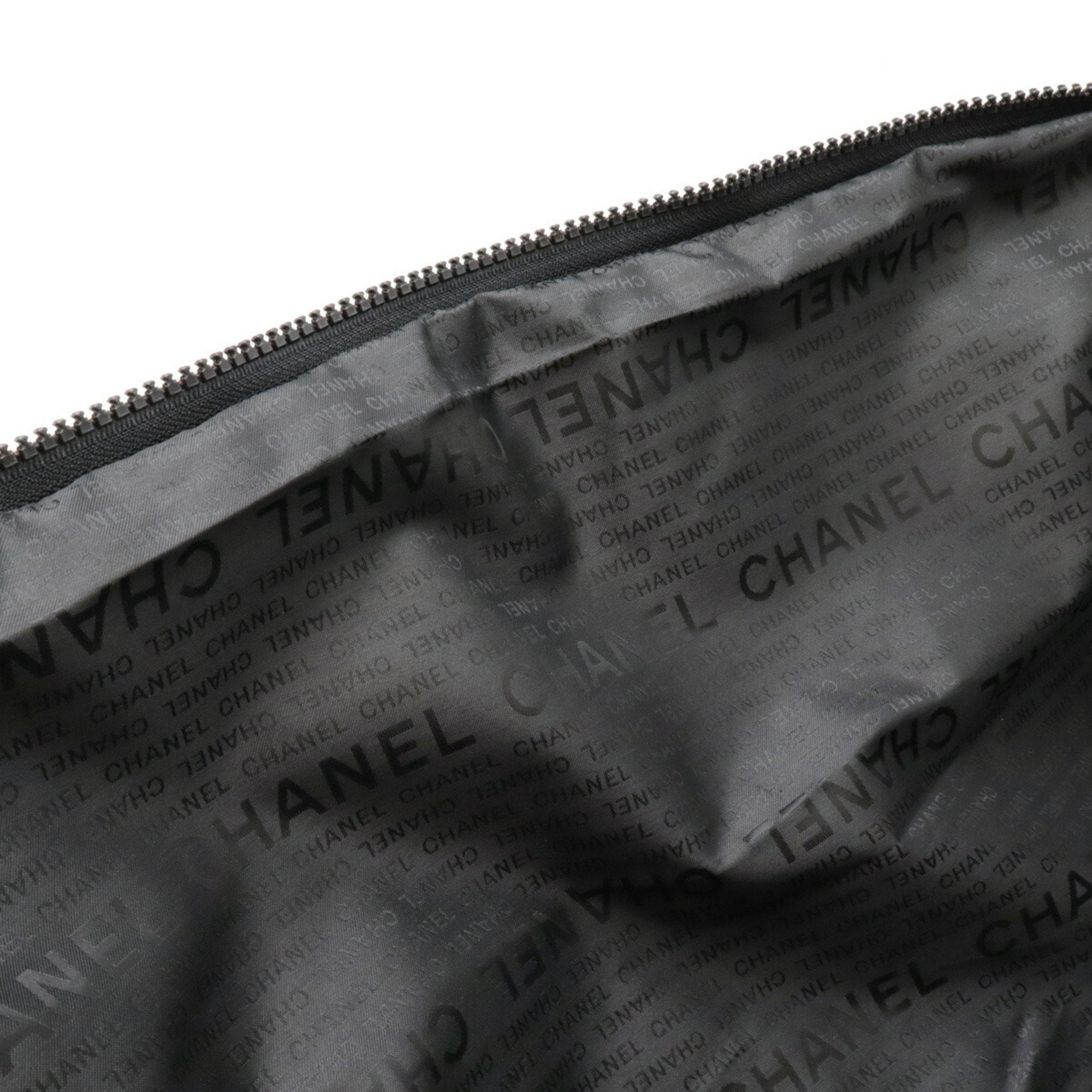 Chanel Beige Black Nylon Boston Bag Shoulder Bag (Pre-Owned)