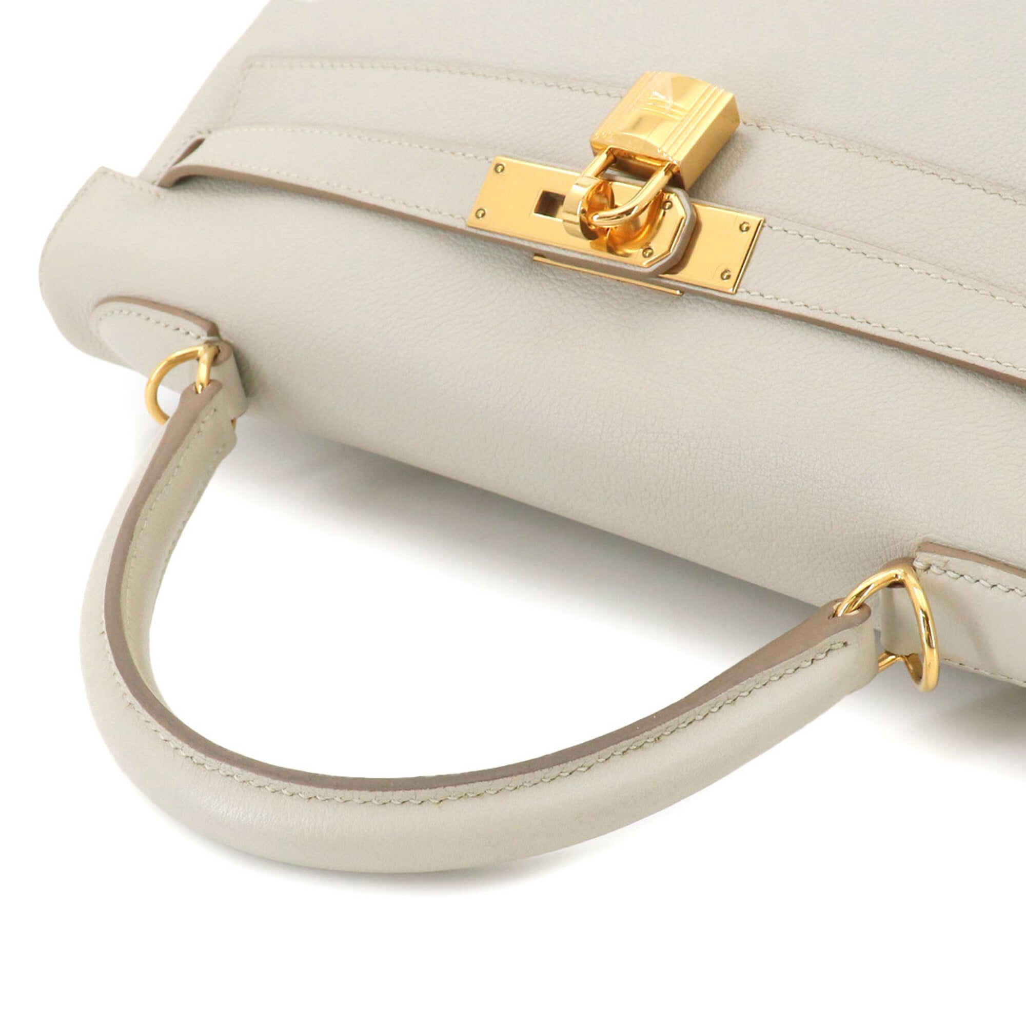 Hermes White Evercalf Leather Handbag Shoulder Bag (Pre-Owned)