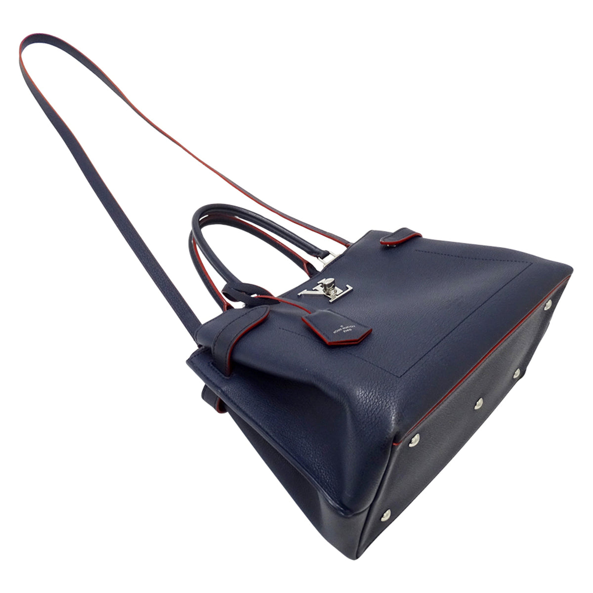 Louis Vuitton Marine Rouge Navy Leather Handbag Shoulder Bag (Pre-Owned)