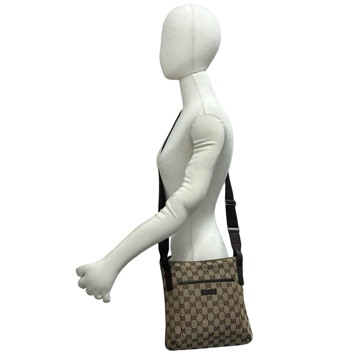 Gucci Brown Canvas Leather Pochette Shoulder Bag (Pre-Owned)