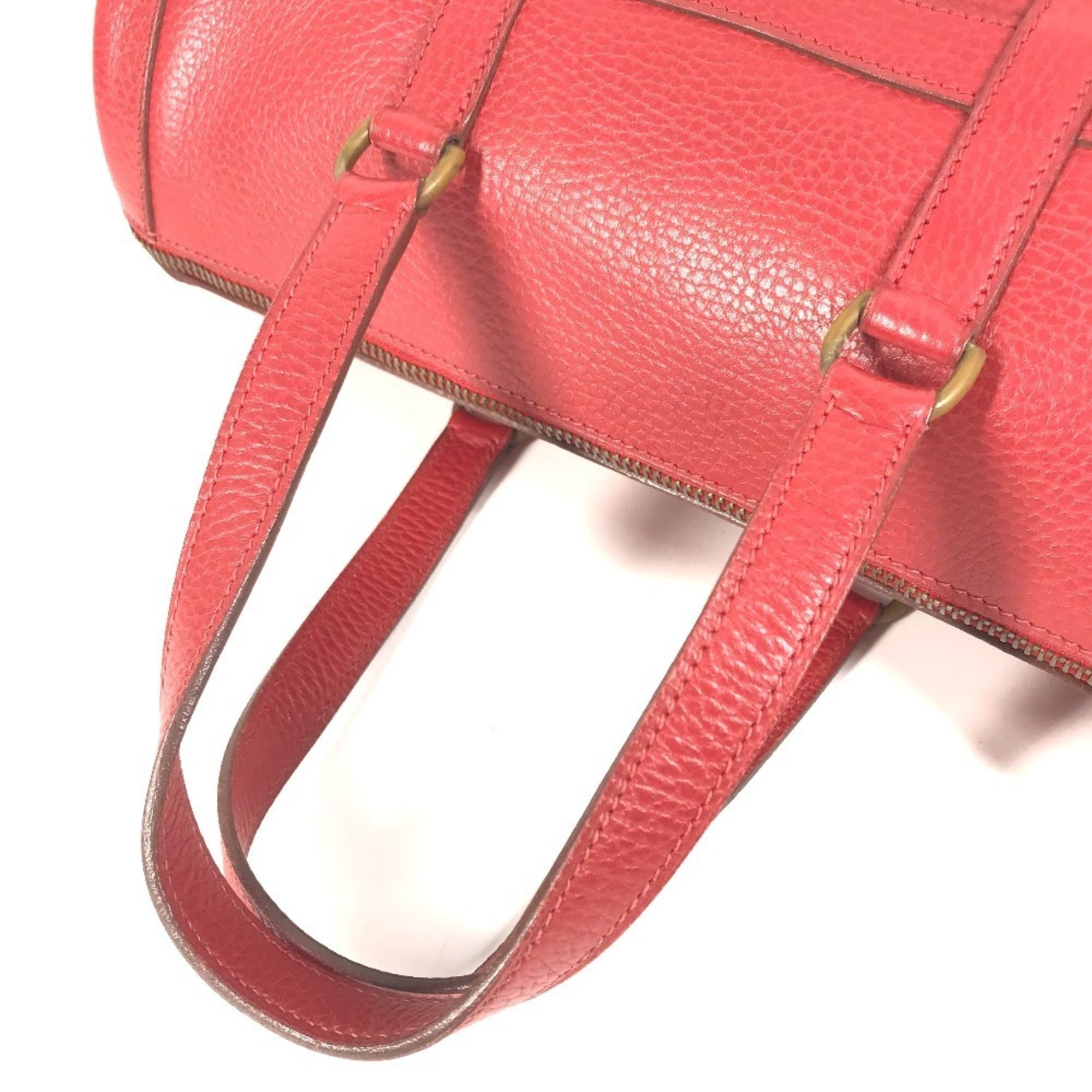 Hermes Red Color Ardennes Leather Boston Bag Handbag (Pre-Owned)