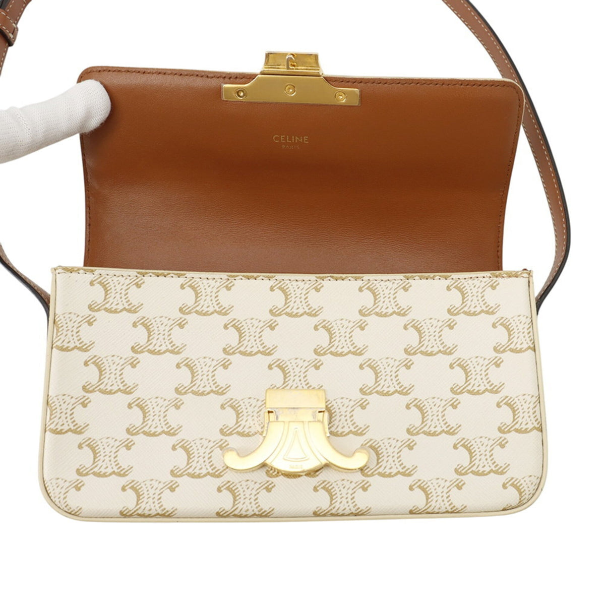 Celine Brown White Pvc Leather Shoulder Bag (Pre-Owned)