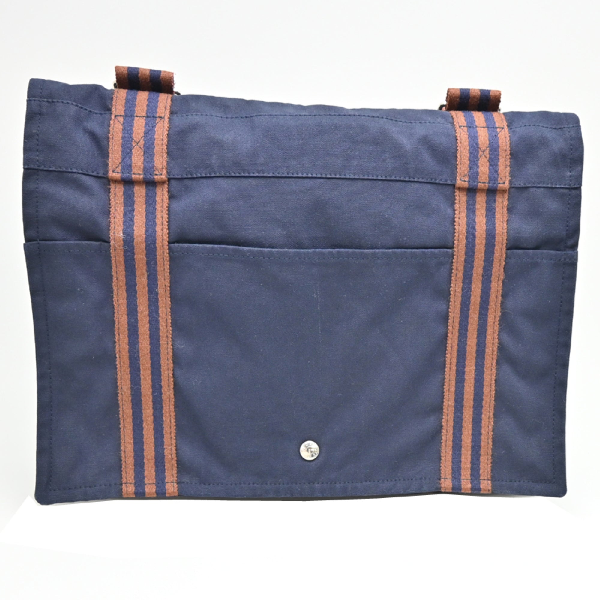 Hermes Brown Navy Cotton Shoulder Bag (Pre-Owned)