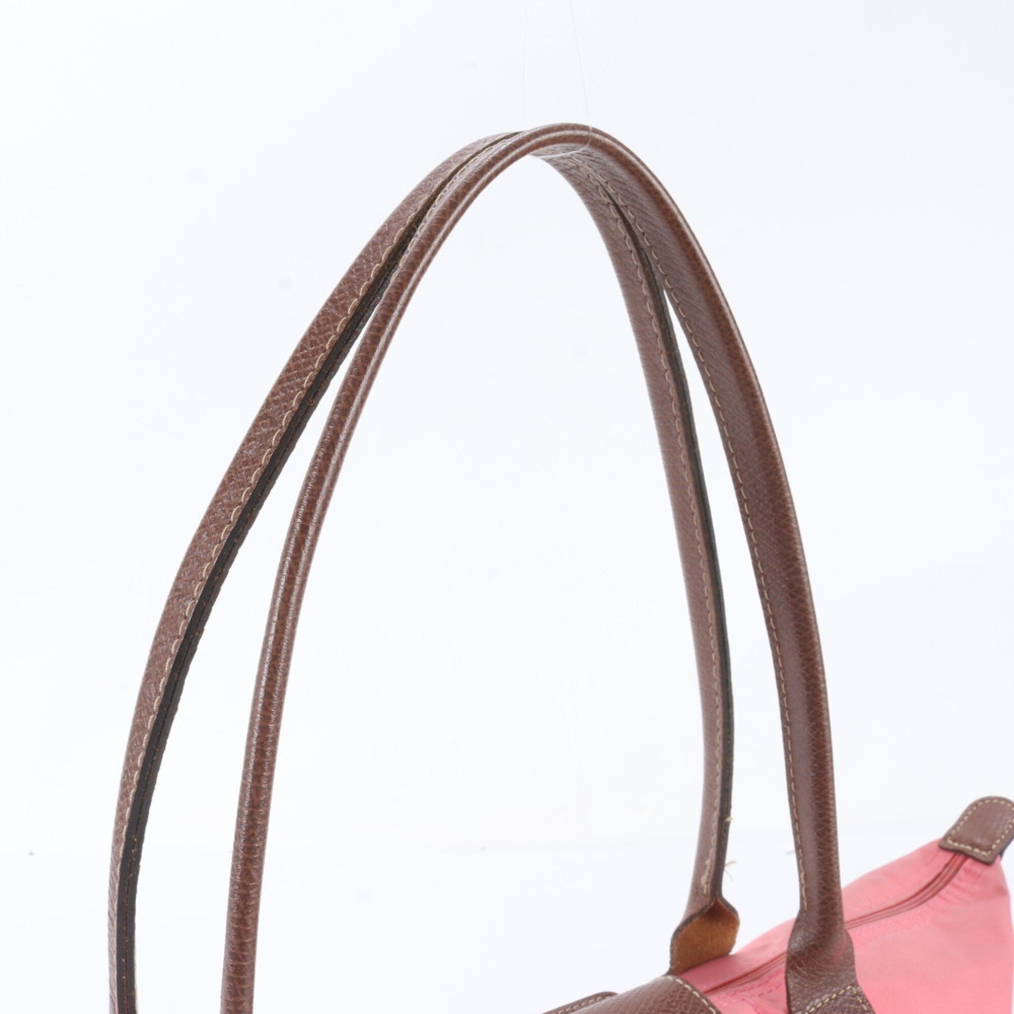 Longchamp Pink Leather Nylon Shoulder Bag Tote Bag (Pre-Owned)