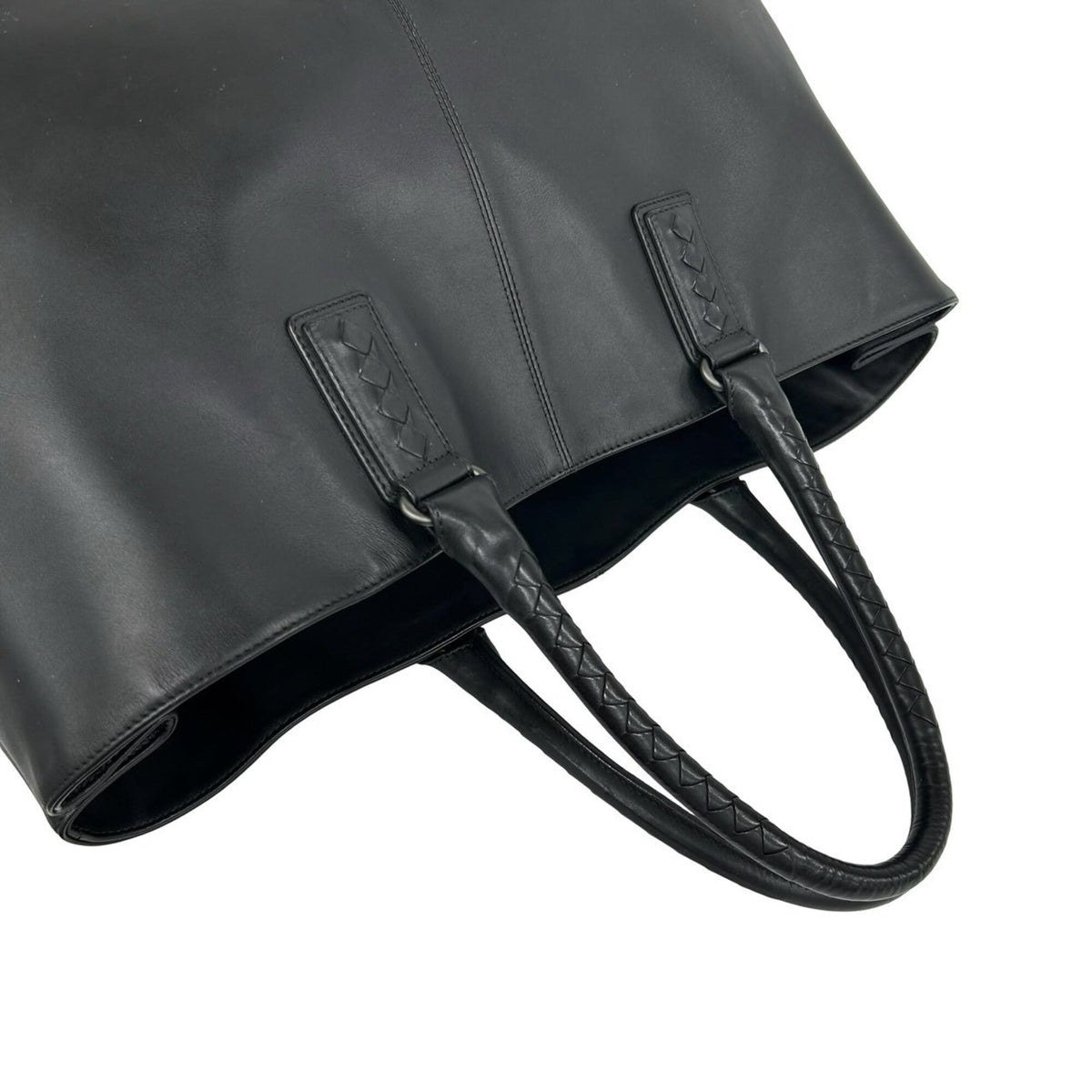 Bottega Veneta Black Leather Handbag Tote Bag (Pre-Owned)