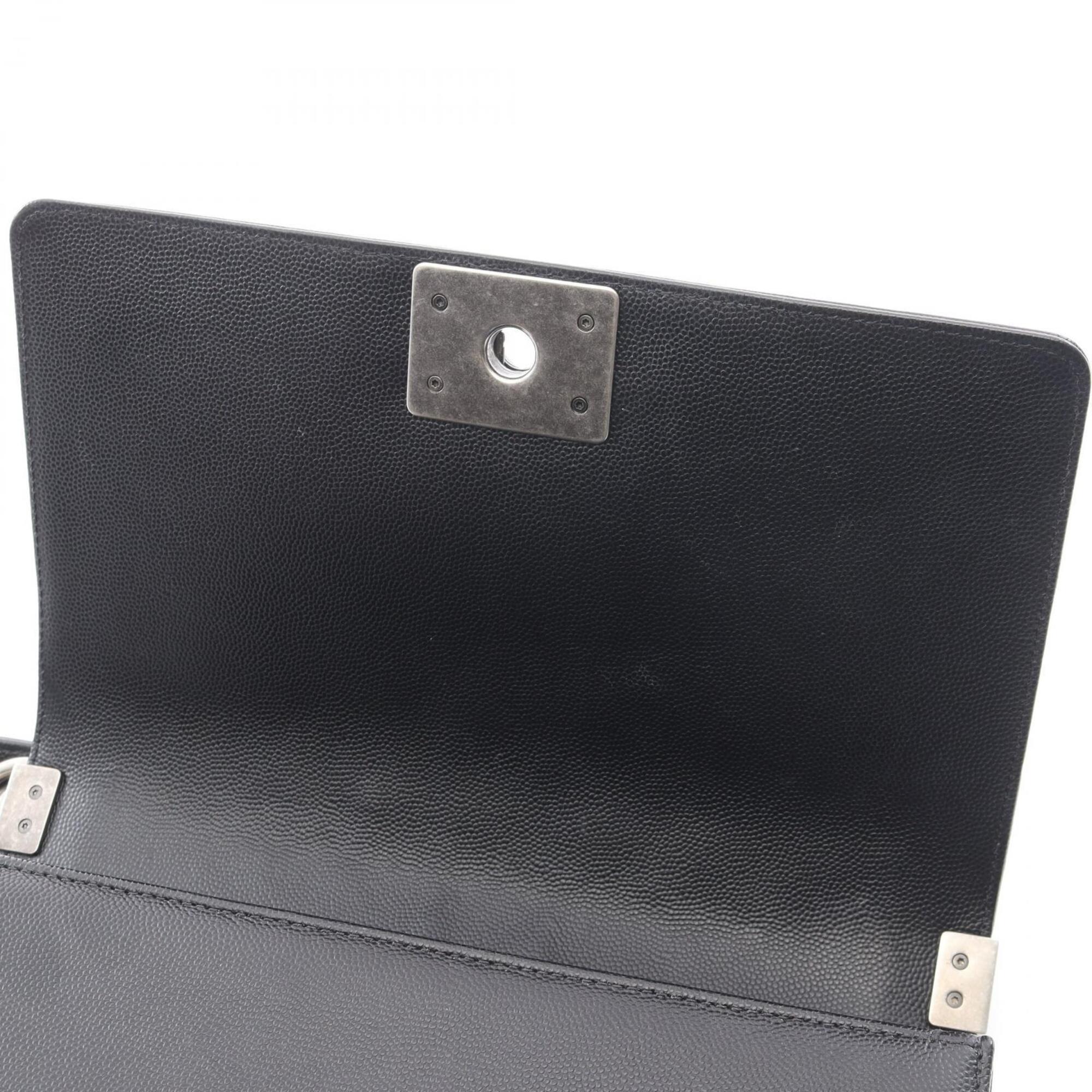 Chanel Black Grained Calfskin Handbag Shoulder Bag (Pre-Owned)