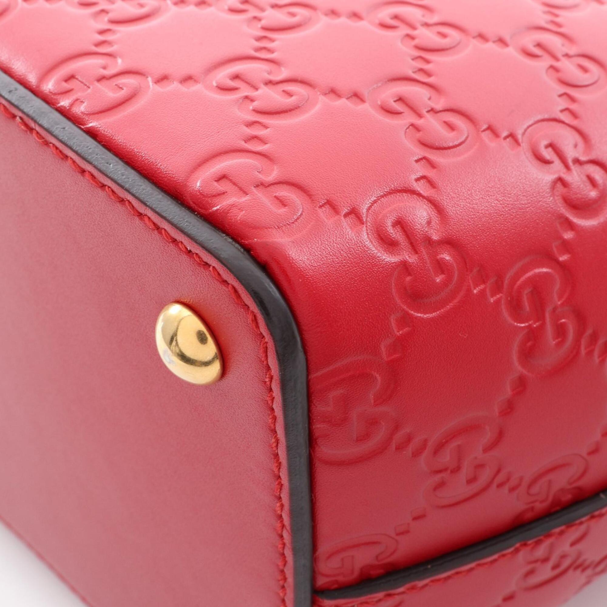 Gucci Red Color Leather Handbag Tote Bag (Pre-Owned)