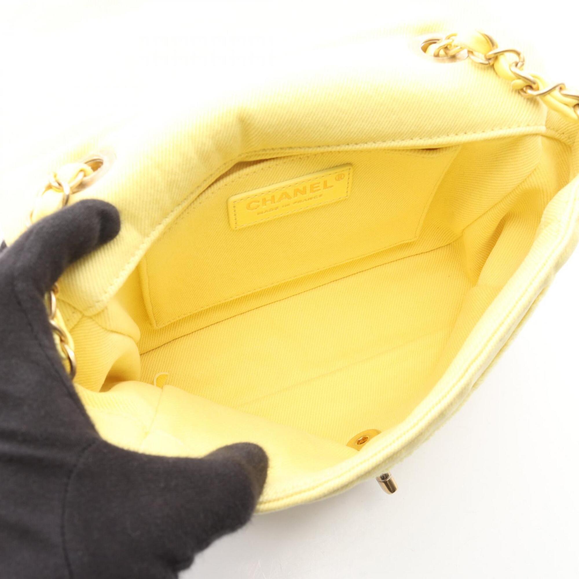 Chanel Yellow Denim Handbag Shoulder Bag (Pre-Owned)