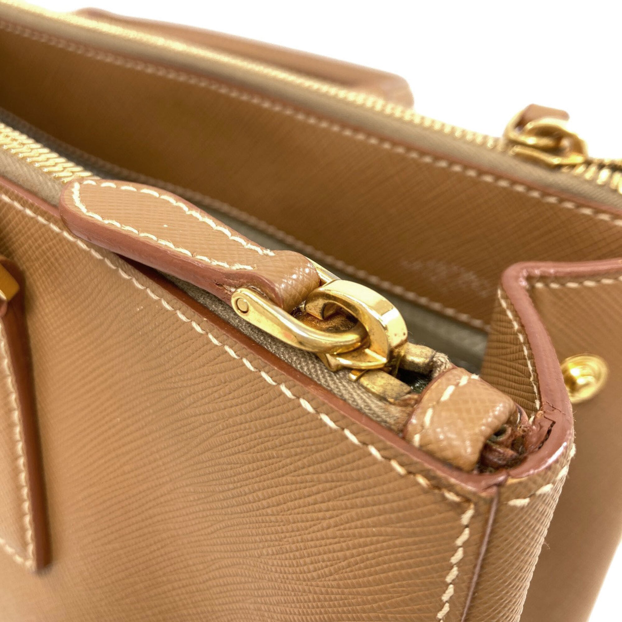 Prada Brown Saffiano Triangle Handbag (Pre-Owned)
