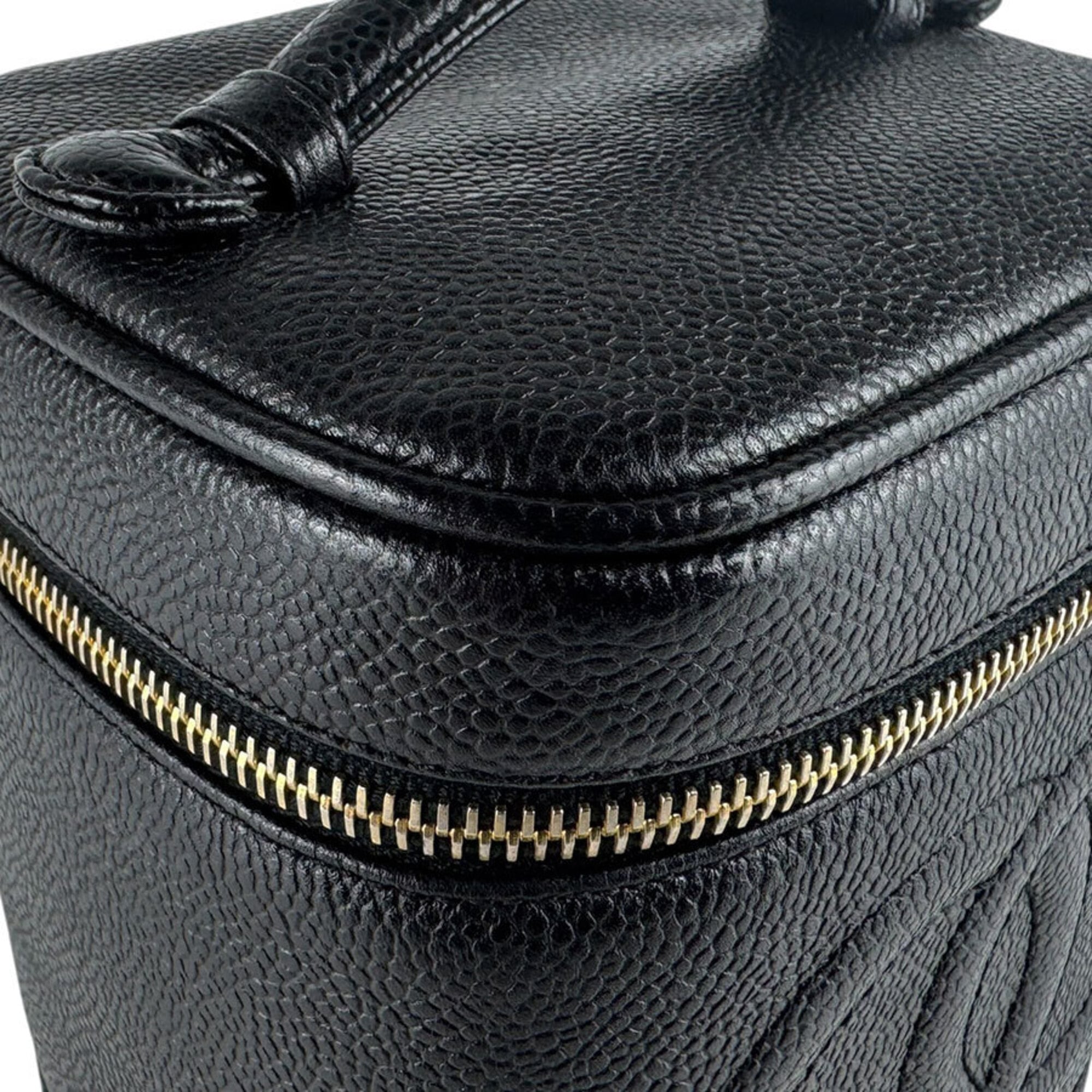 Chanel Black Grained Calfskin Handbag Vanity Bag (Pre-Owned)