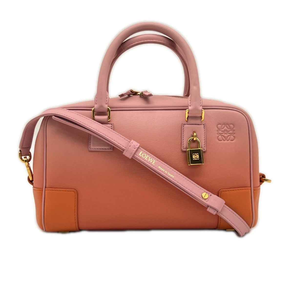Loewe Amazona Orange Pink Leather Handbag Shoulder Bag (Pre-Owned)