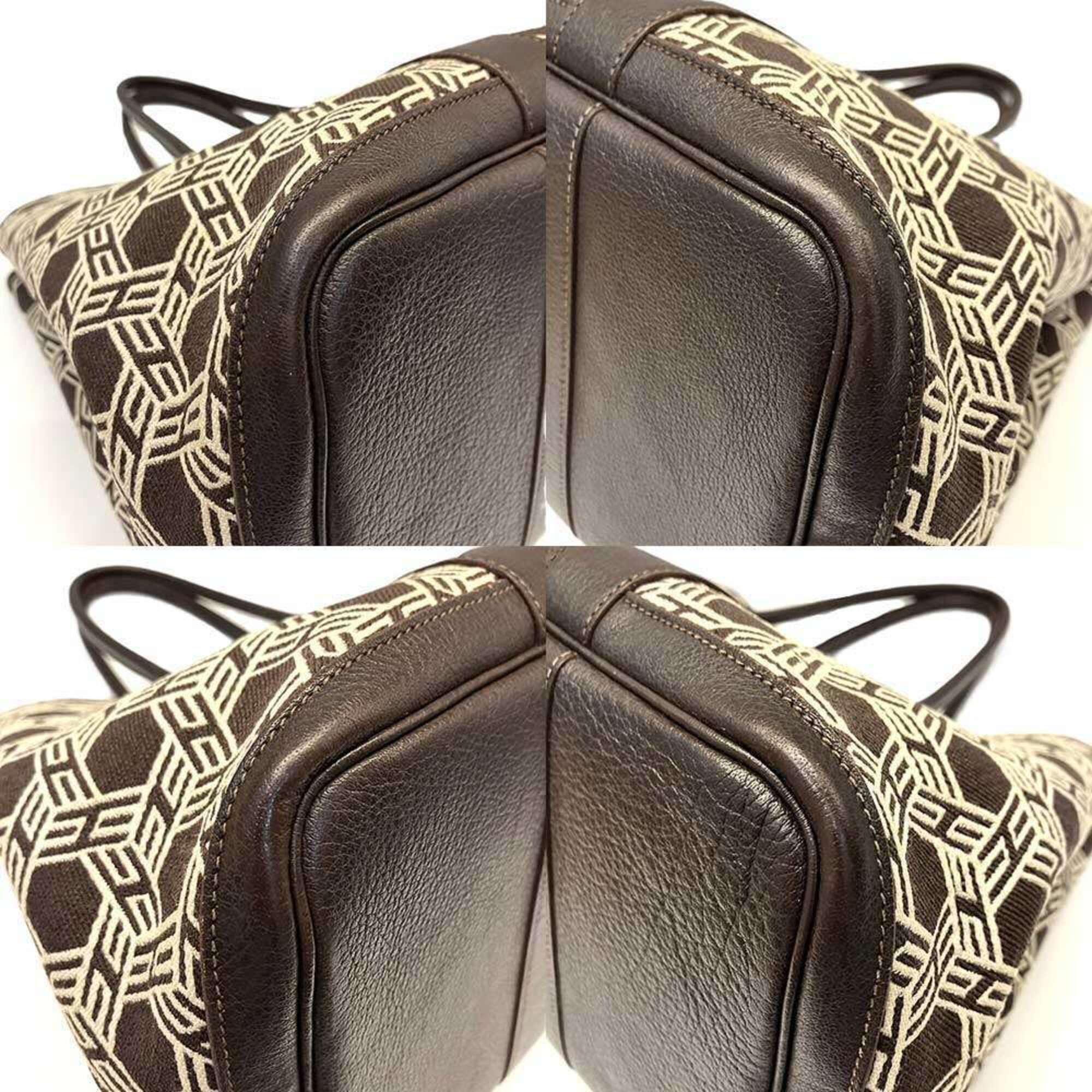 Hermes Garden Brown Toile So H Tote Bag (Pre-Owned)