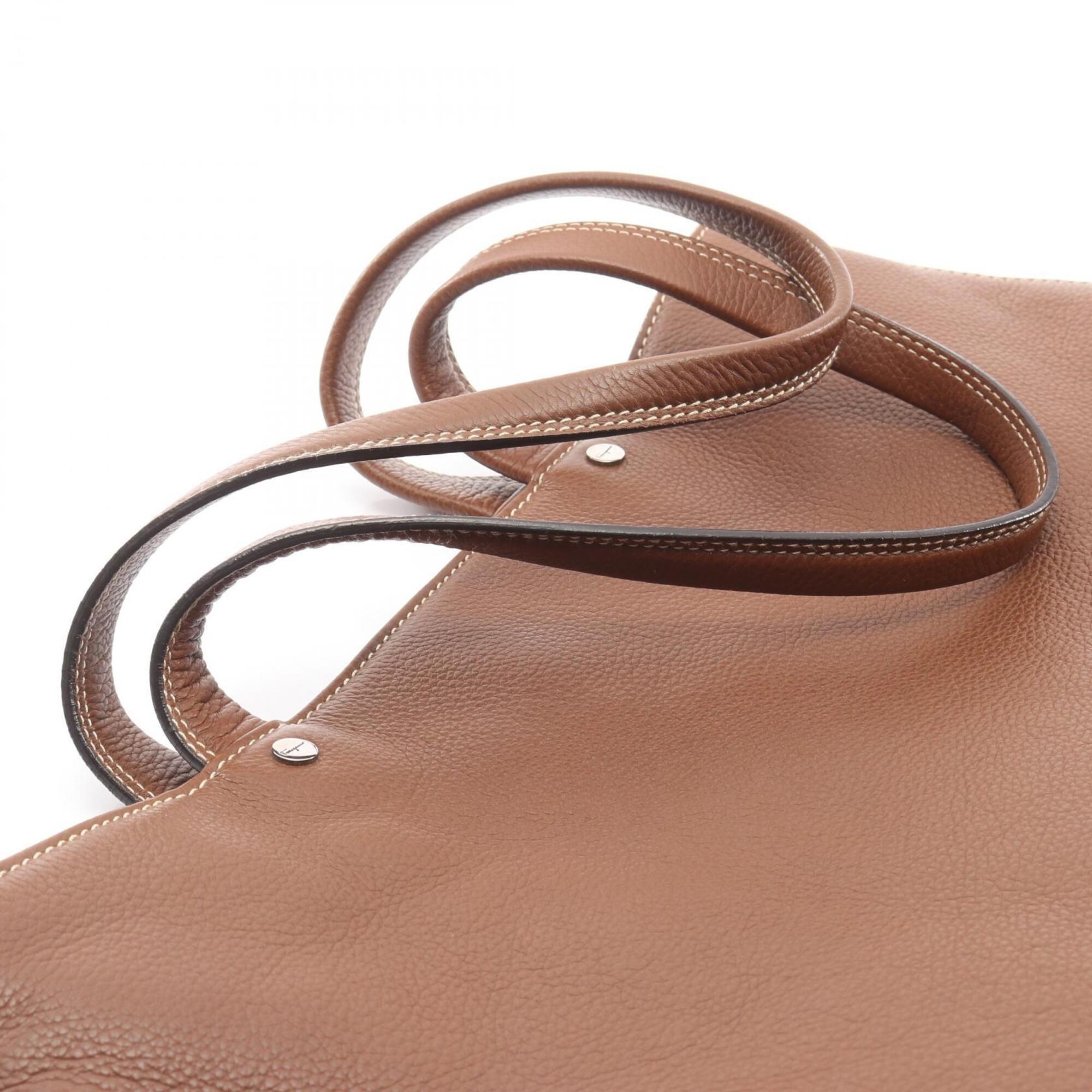 Salvatore Ferragamo Brown Leather Handbag Pouch Tote Bag (Pre-Owned)