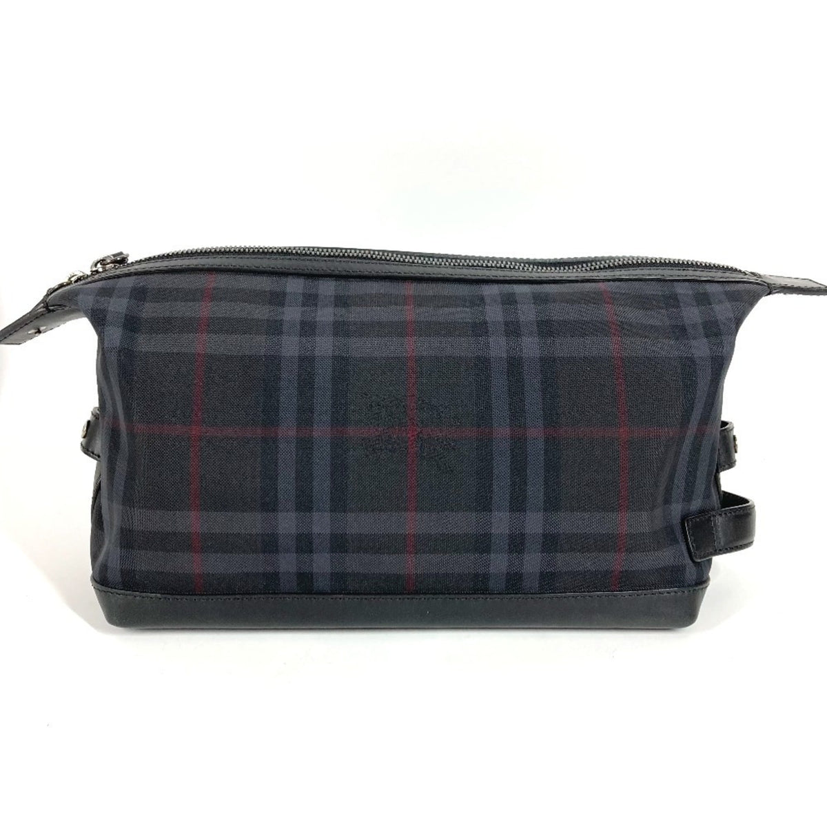 Burberry Black Nylon Canvas Leather Clutch Bag Handbag Pouch (Pre-Owned)