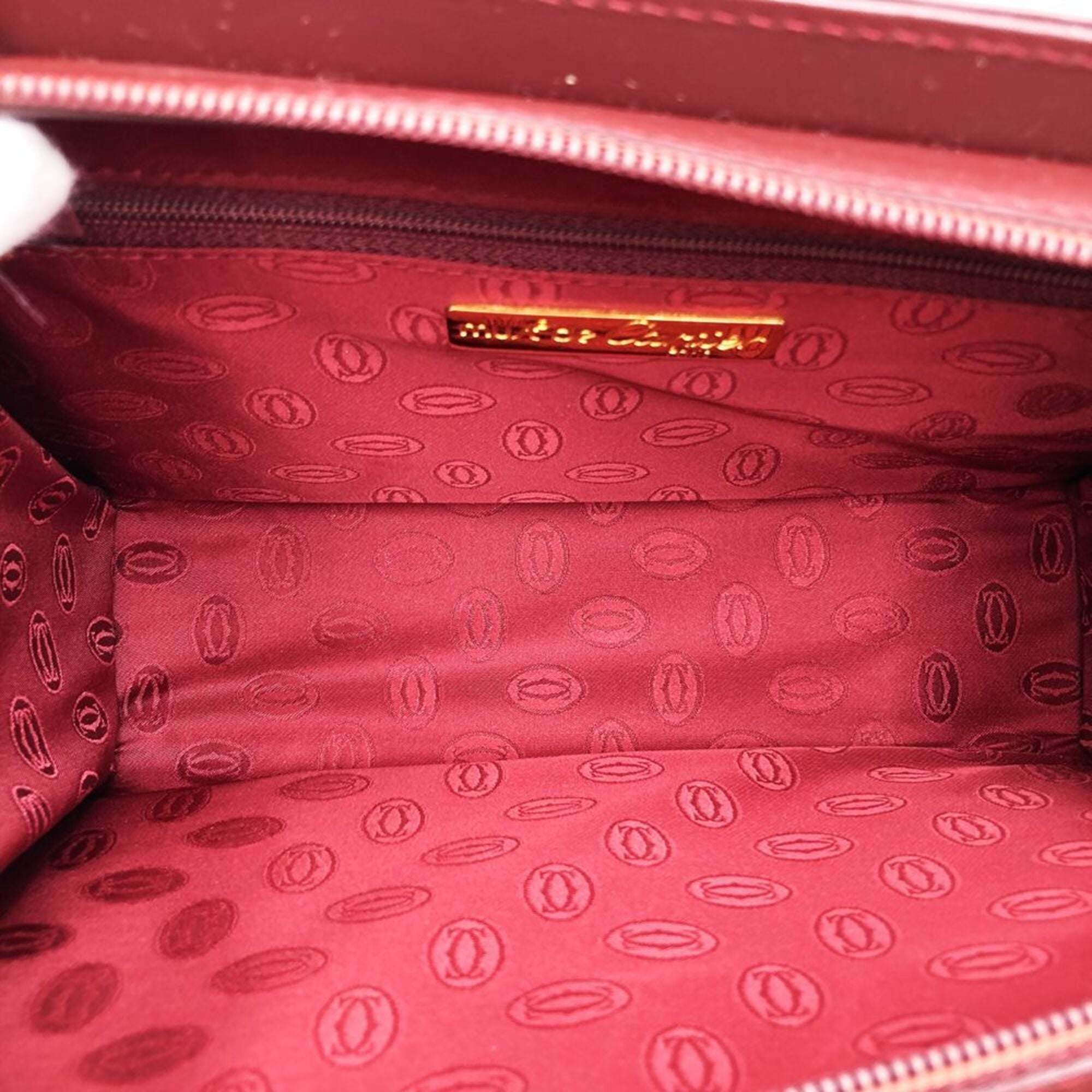 Cartier Bordeaux Red Color Leather Clutch Bag (Pre-Owned)