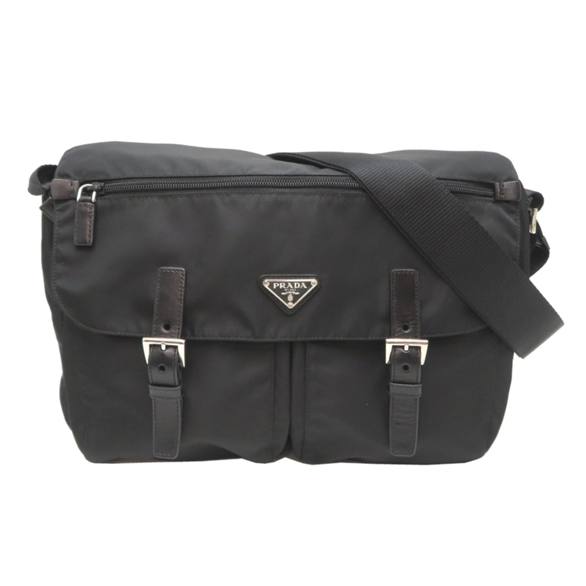Prada Black Nylon Messenger Bag (Pre-Owned)
