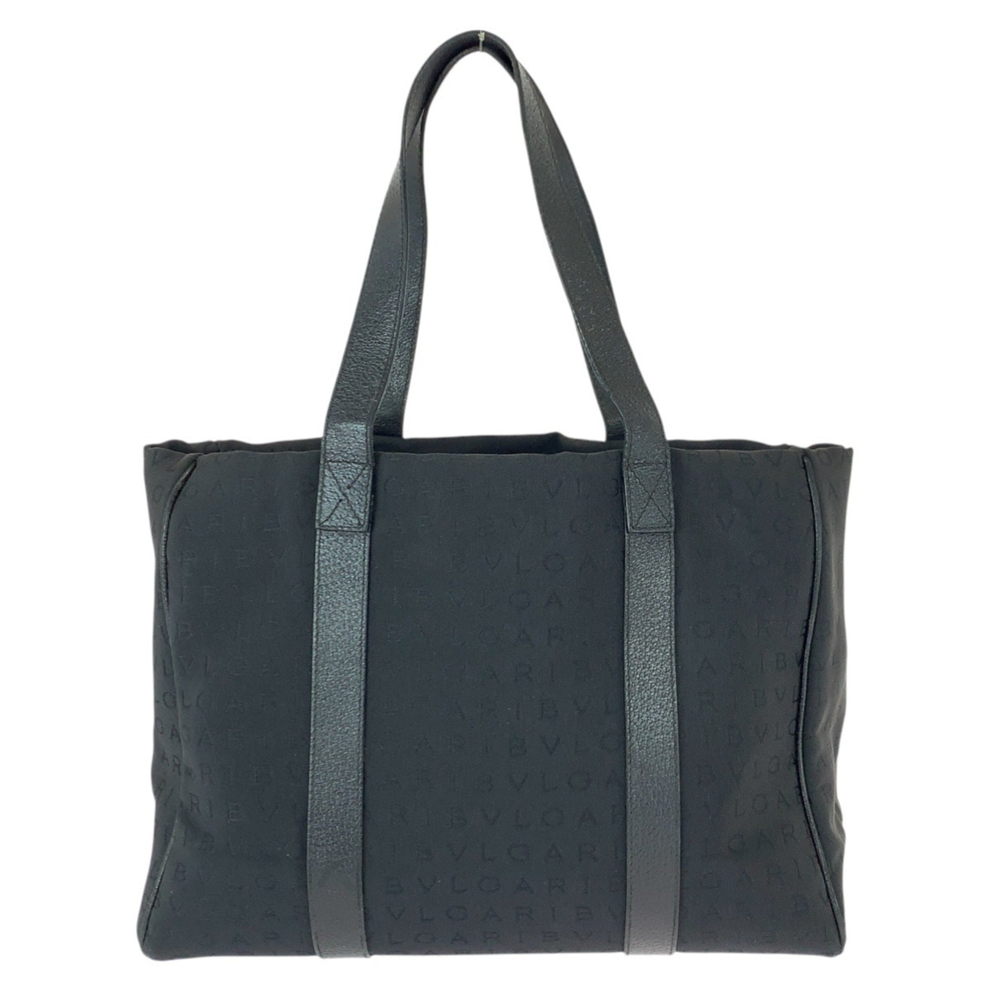 Bvlgari Black Canvas Leather Handbag Shoulder Bag (Pre-Owned)