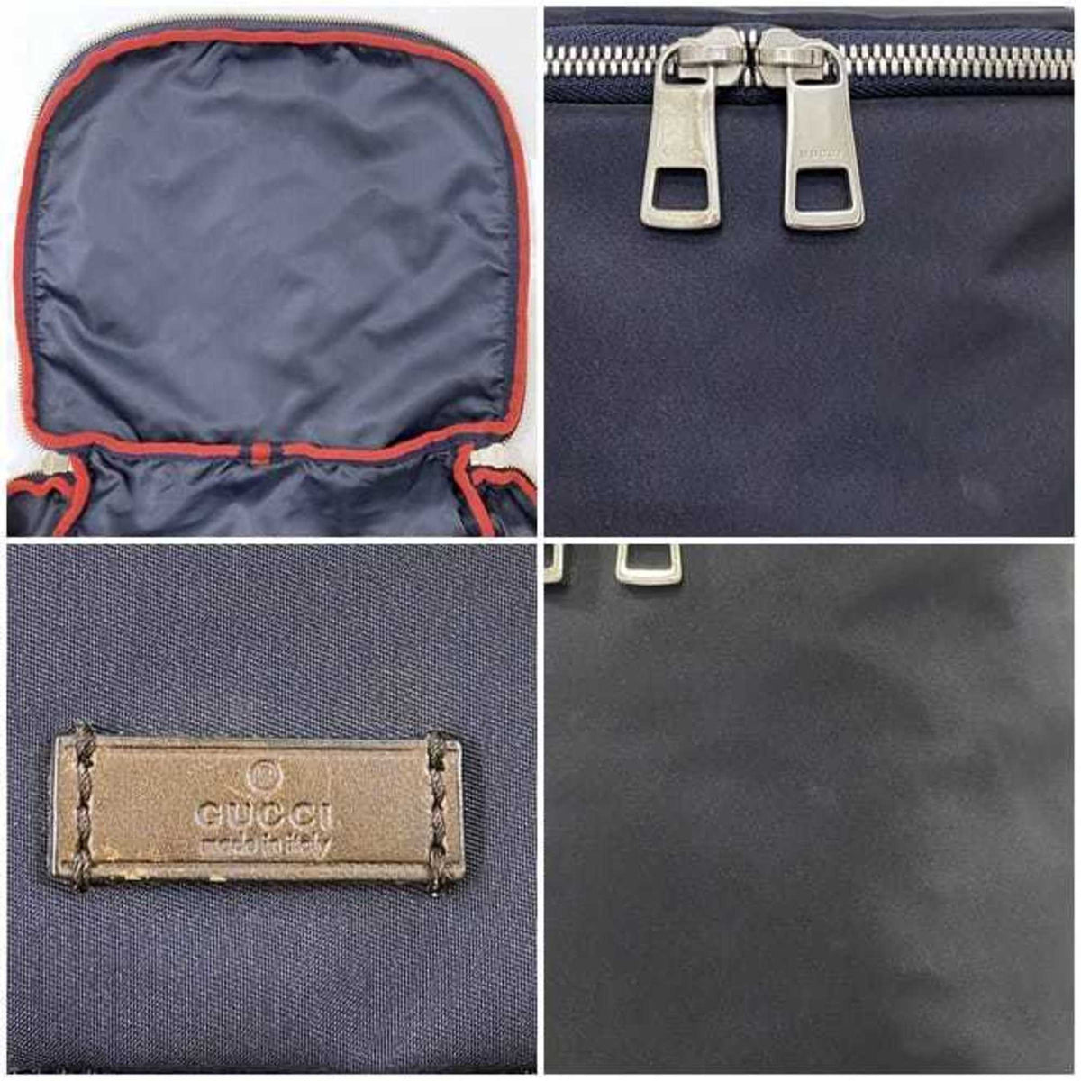 Gucci Diamante Gray Navy Nylon Leather Backpack (Pre-Owned)