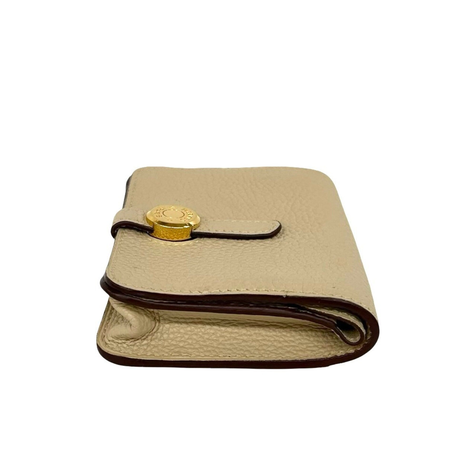 Hermes Beige Taurillon Clemence Leather Coin Purse/Coin Case (Pre-Owned)