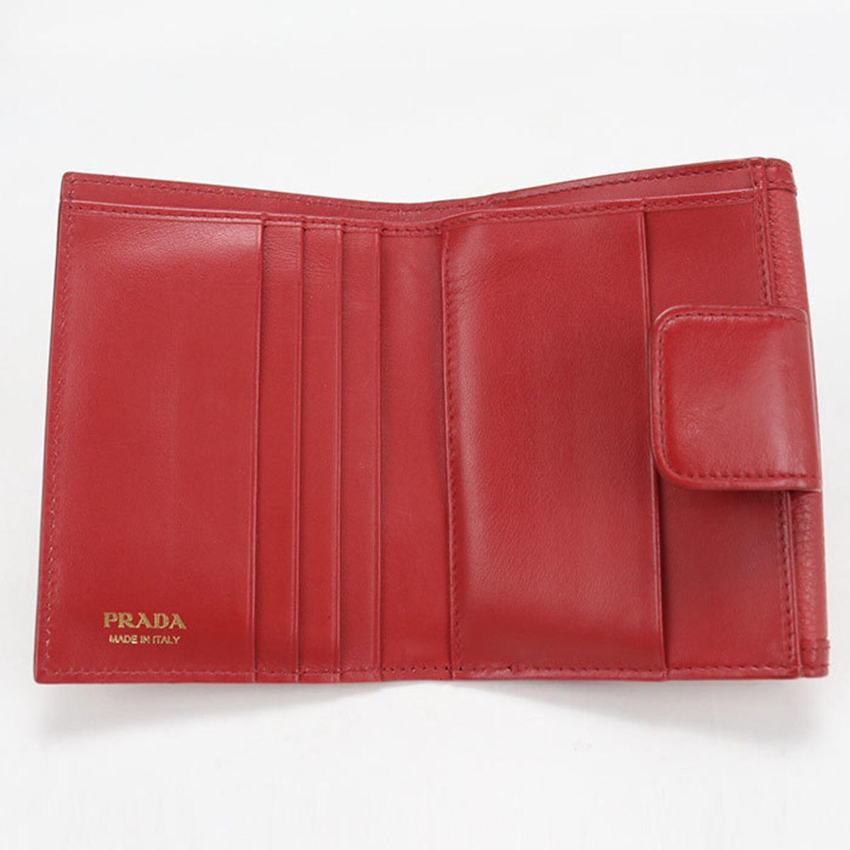 Prada Red Color Leather Wallet (Bi-Fold) (Pre-Owned)