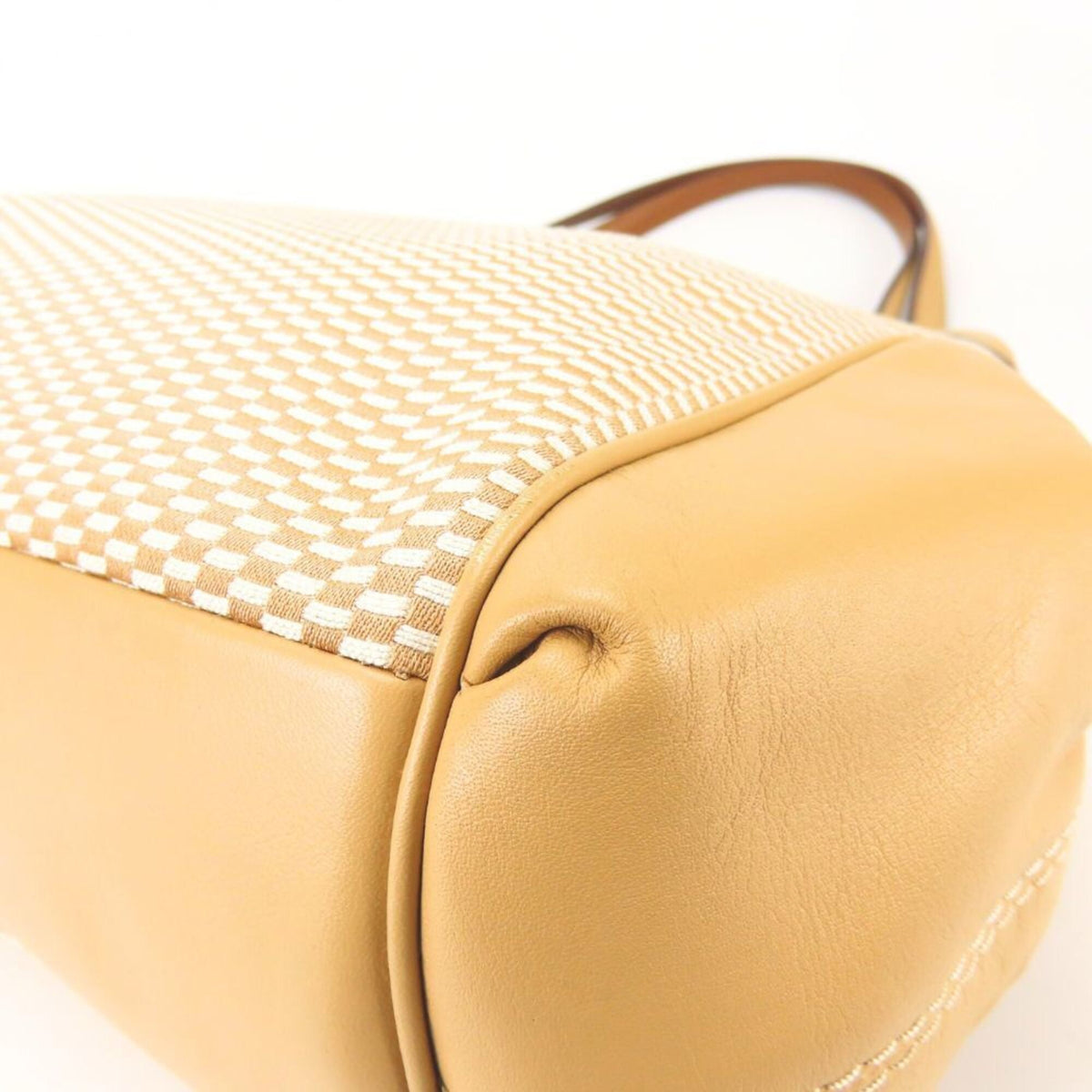 Coach Beige Ivory Canvas Leather Tote Bag (Pre-Owned)