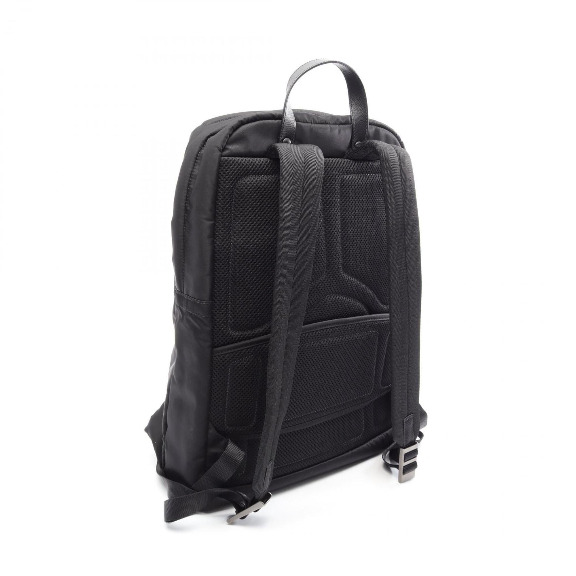 Prada Black Nylon Leather Backpack Handbag (Pre-Owned)