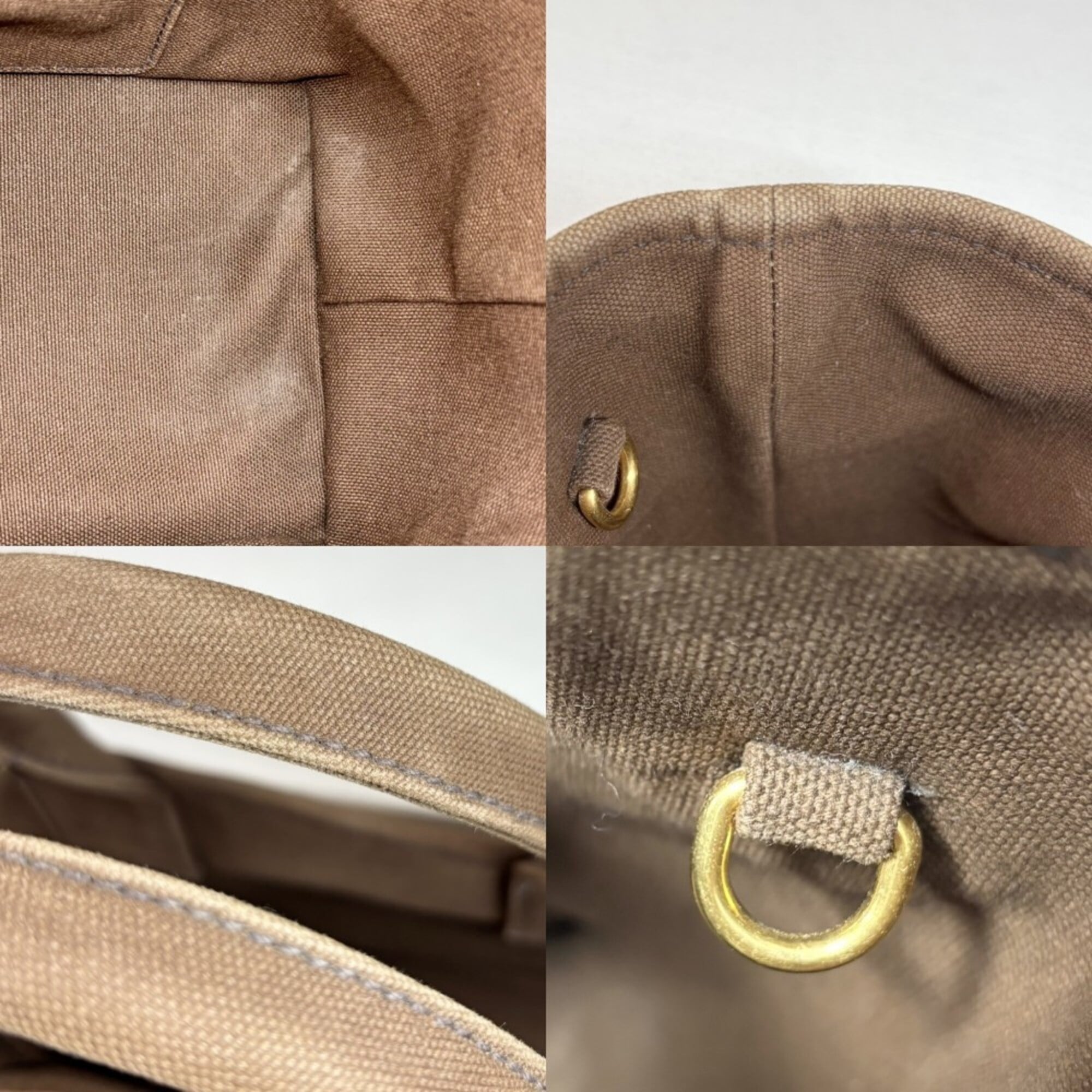 Prada Brown Canvas Straw Handbag Shoulder Bag (Pre-Owned)