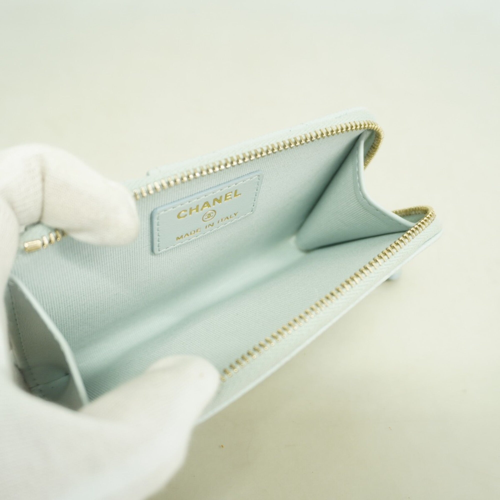 Chanel Light Blue Grained Calfskin Coin Purse/Coin Case (Pre-Owned)