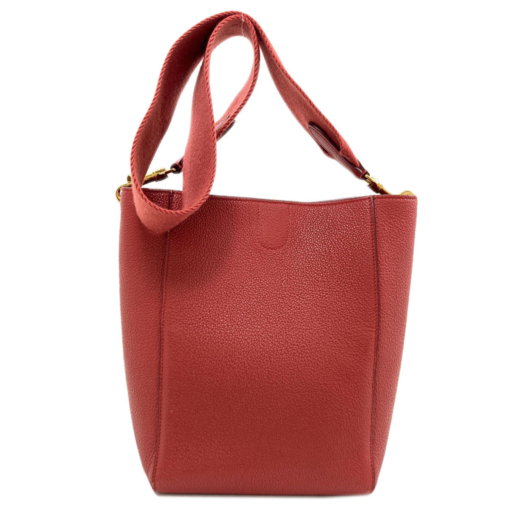 Celine Red Color Leather Shoulder Bag (Pre-Owned)